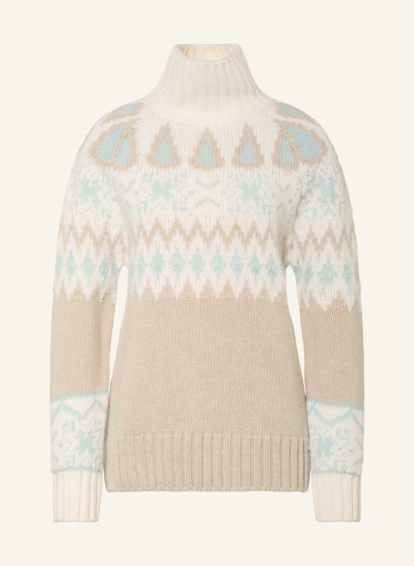 HERNO Pullover: ECRU / TAUPE / HELLBLAU