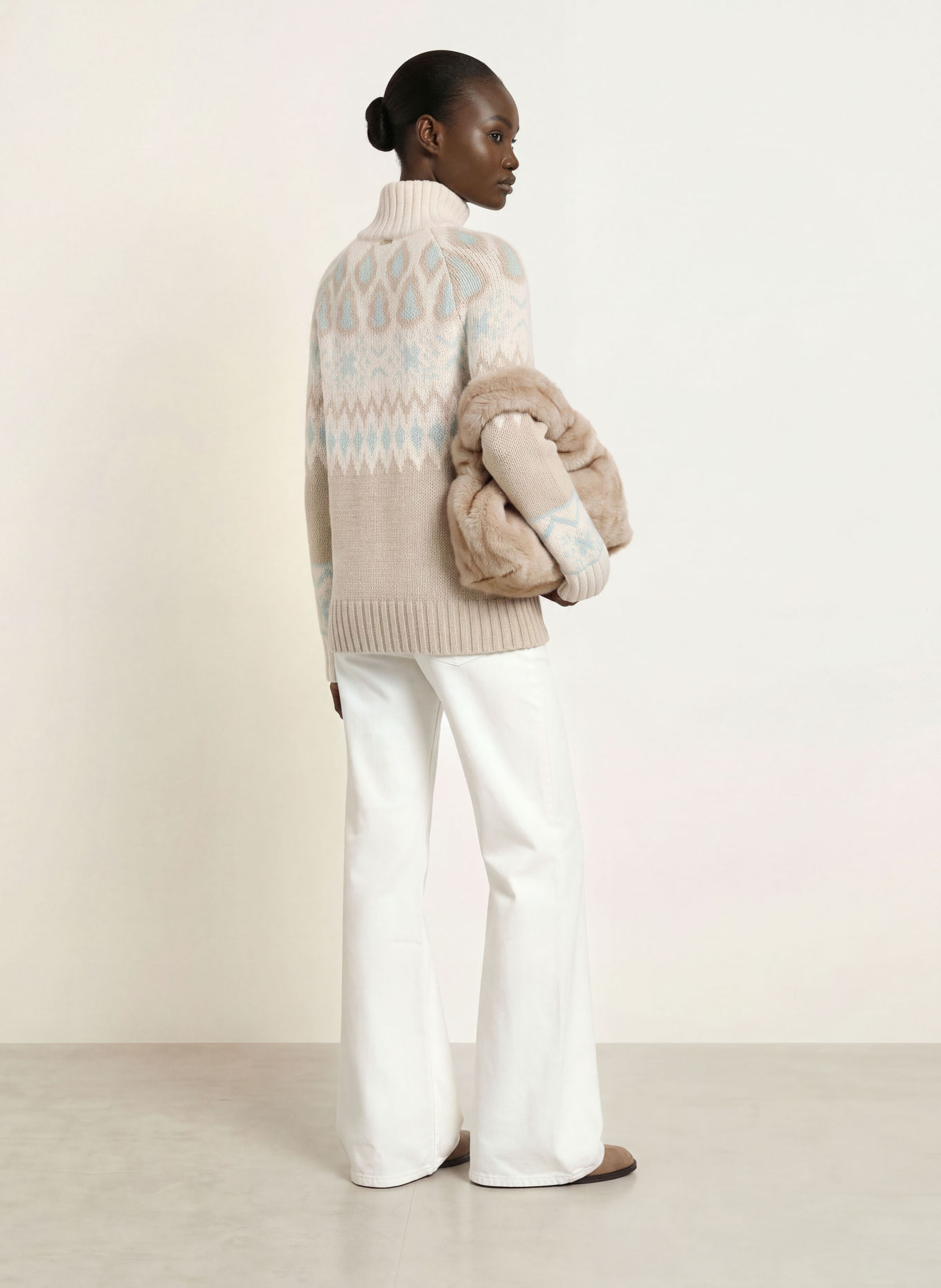 HERNO Pullover: ECRU / TAUPE / HELLBLAU