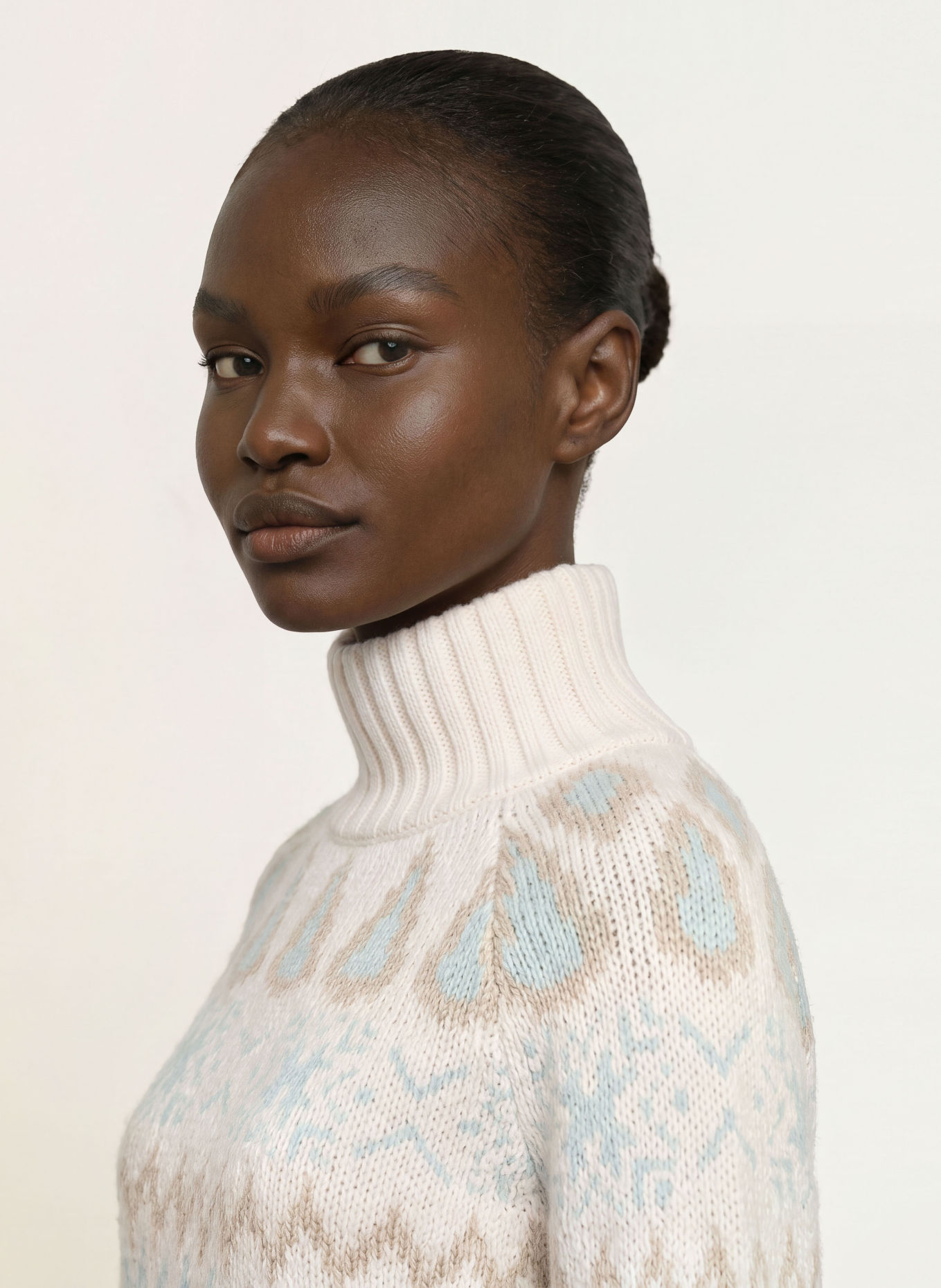 HERNO Pullover: ECRU / TAUPE / HELLBLAU