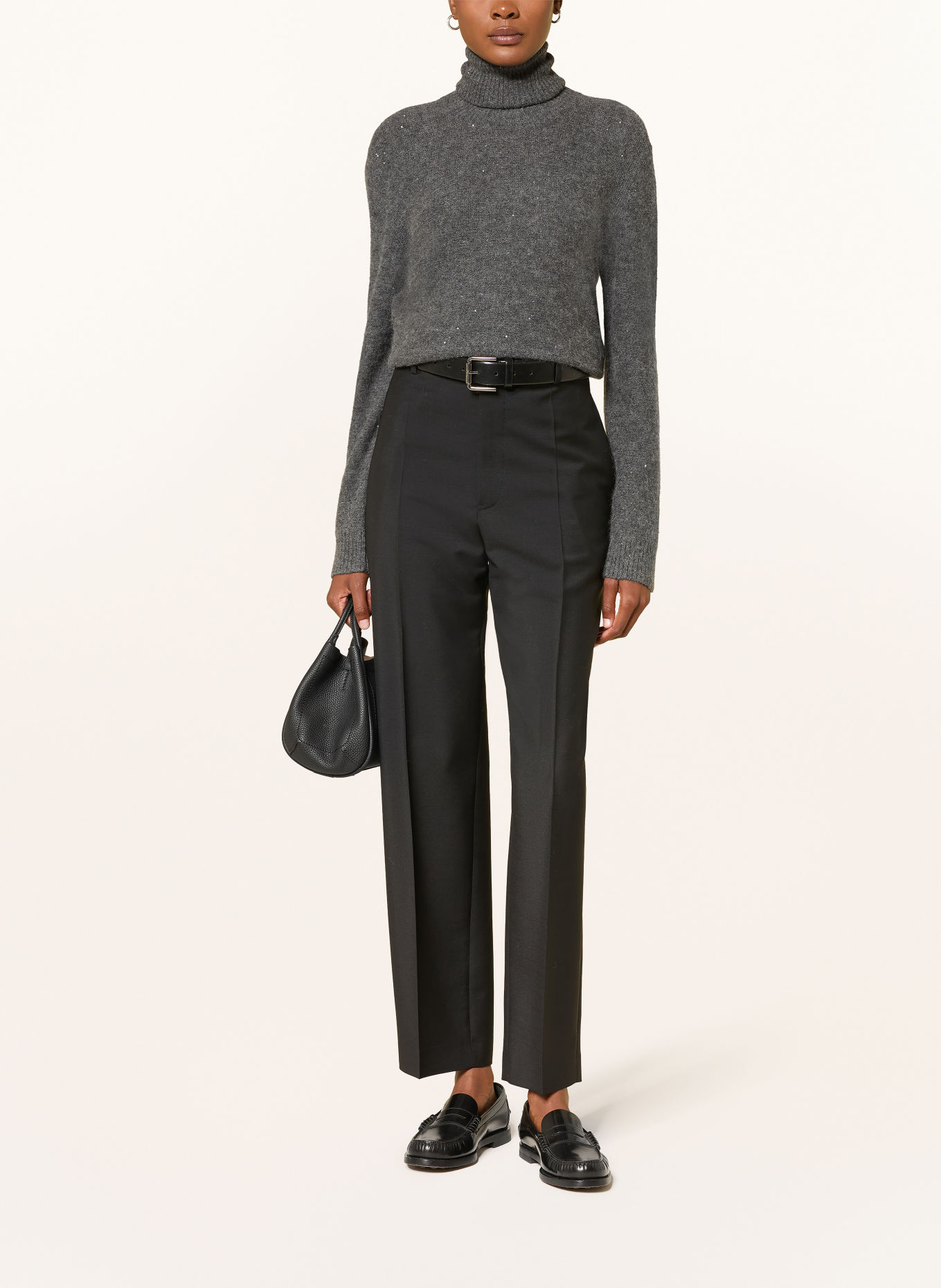 FABIANA FILIPPI Turtleneck sweater with sequins: DARK GRAY