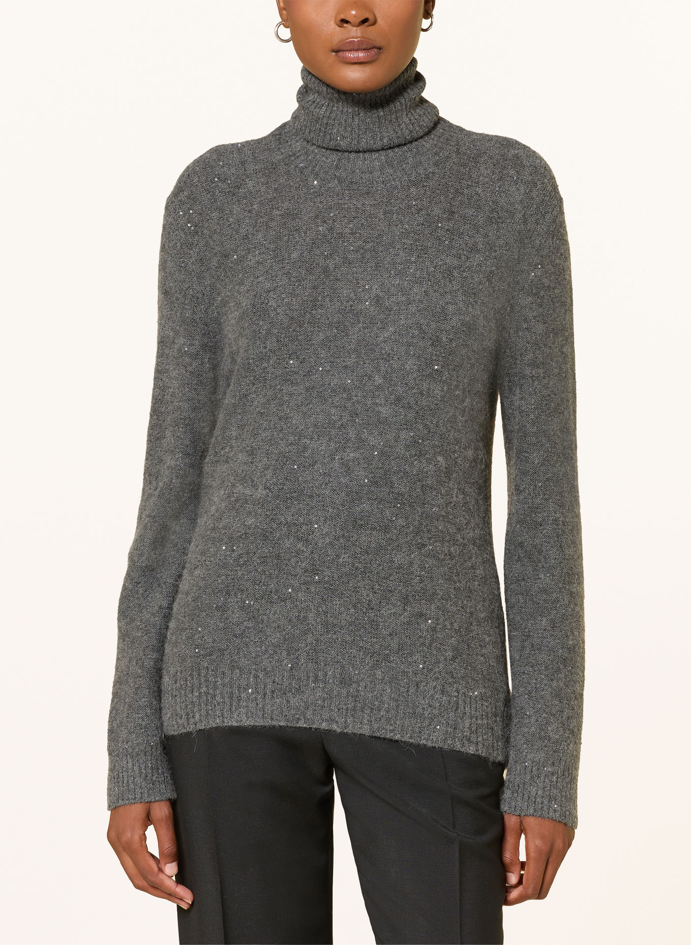 FABIANA FILIPPI Turtleneck sweater with sequins: DARK GRAY