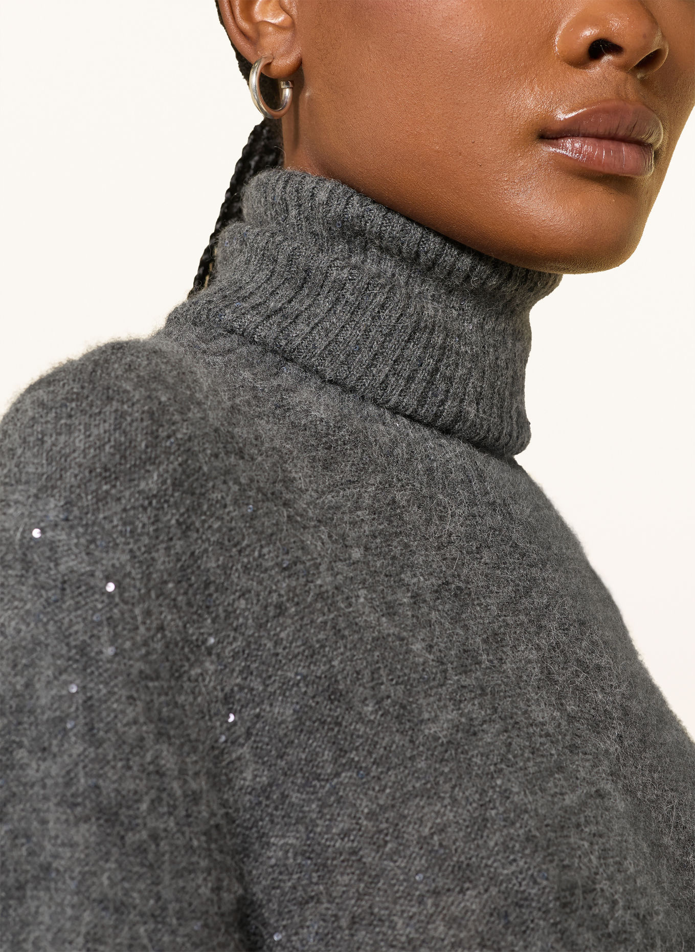FABIANA FILIPPI Turtleneck sweater with sequins: DARK GRAY
