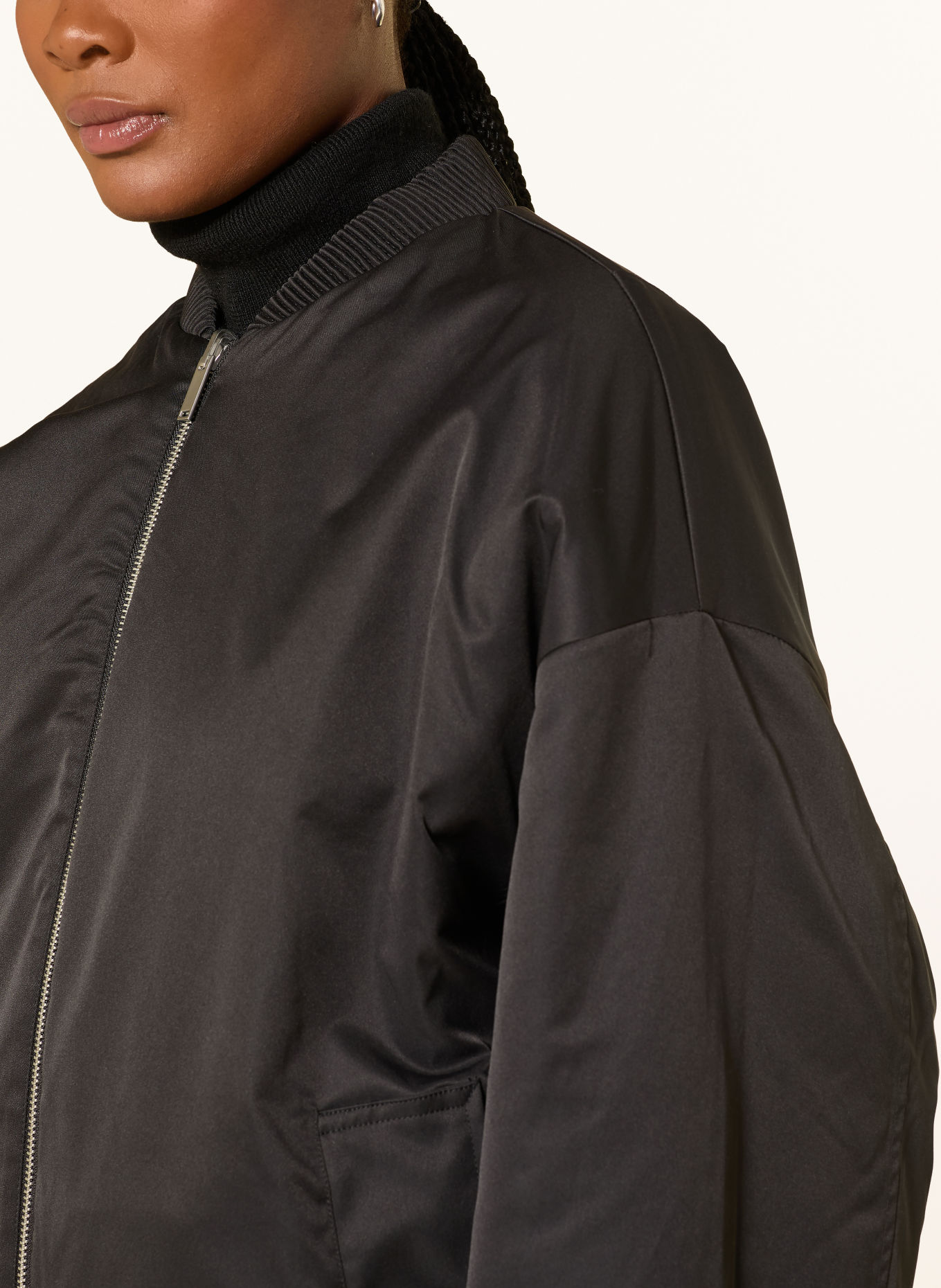 STUDIO AR ETTA Reversible Faux Fur Bomber Jacket: DARK GRAY