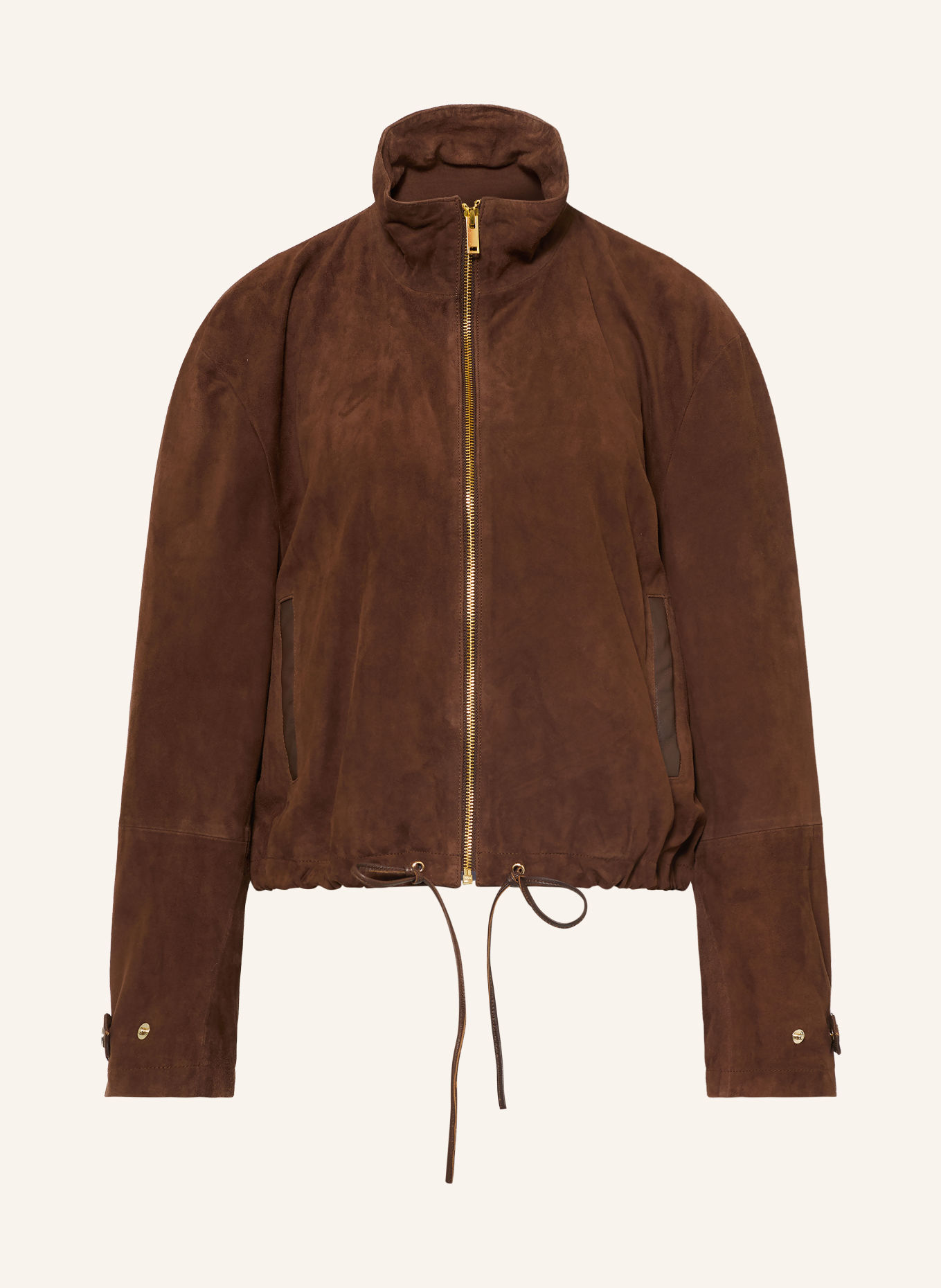 STUDIO AR NOELLE Leather Jacket: BROWN