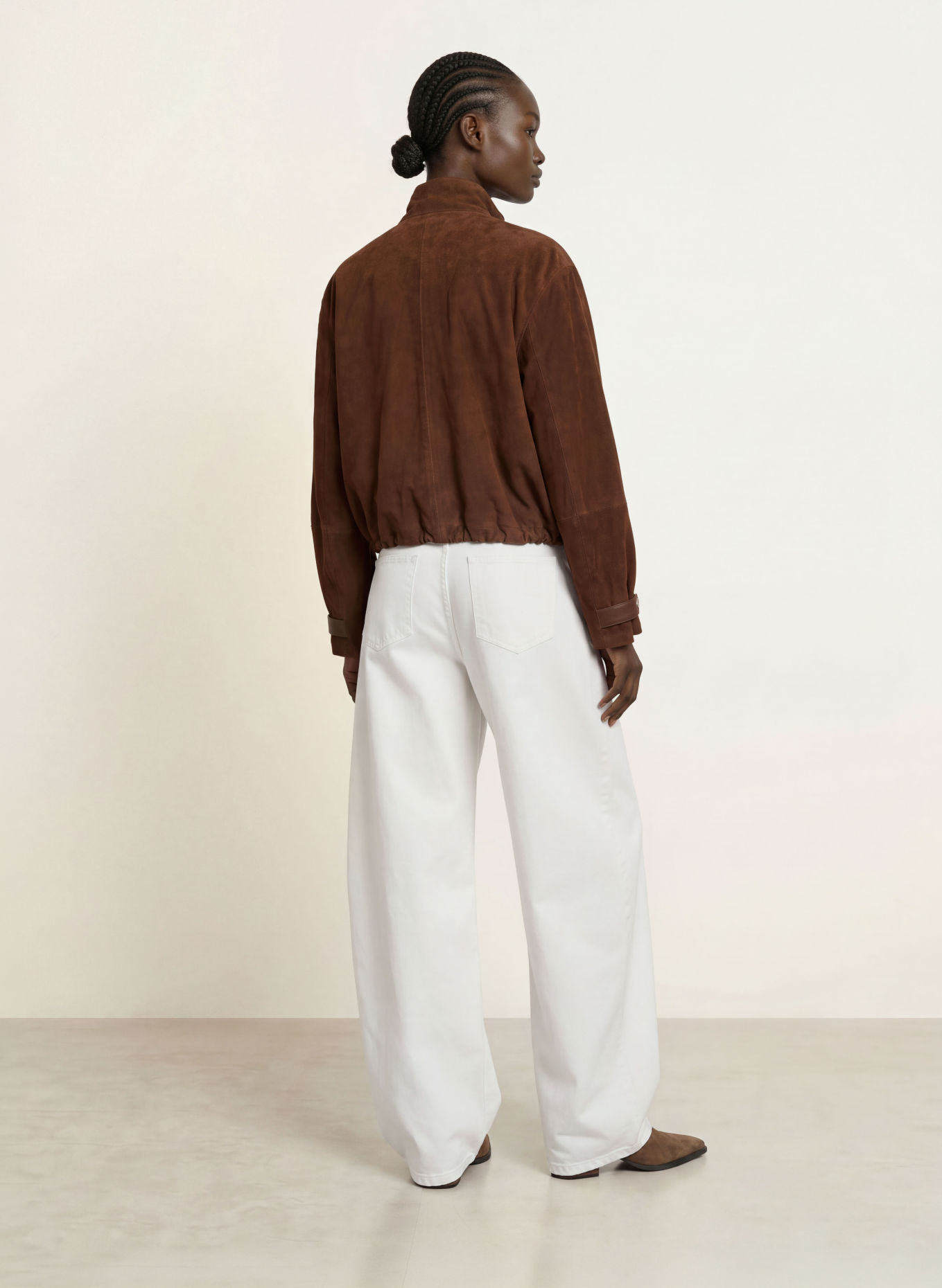 STUDIO AR NOELLE Leather Jacket: BROWN