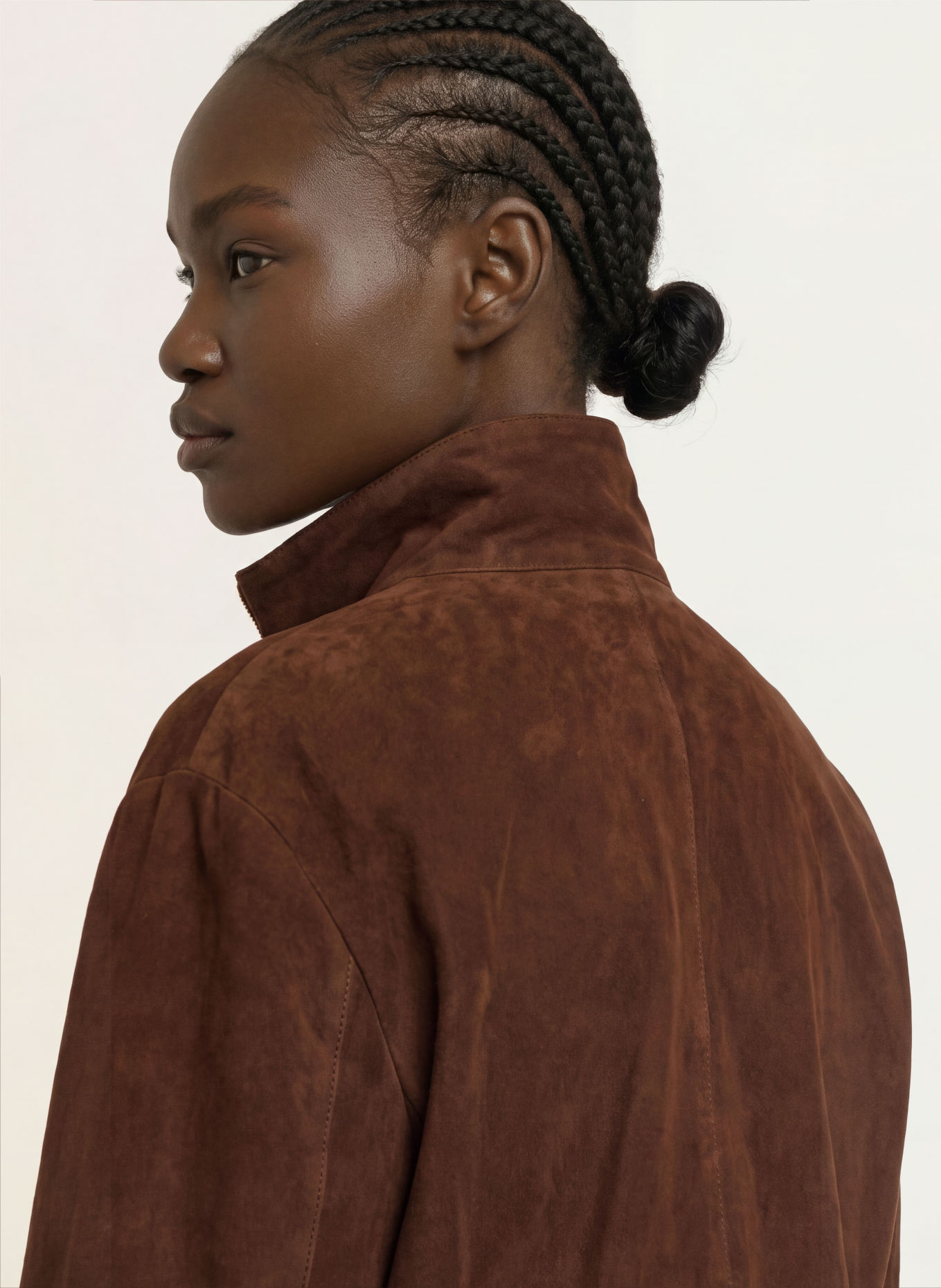 STUDIO AR NOELLE Leather Jacket: BROWN