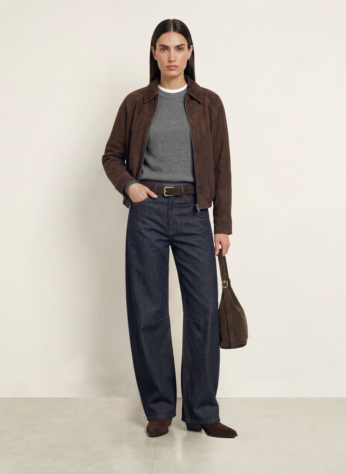 IQ STUDIO Leather jacket: DARK BROWN