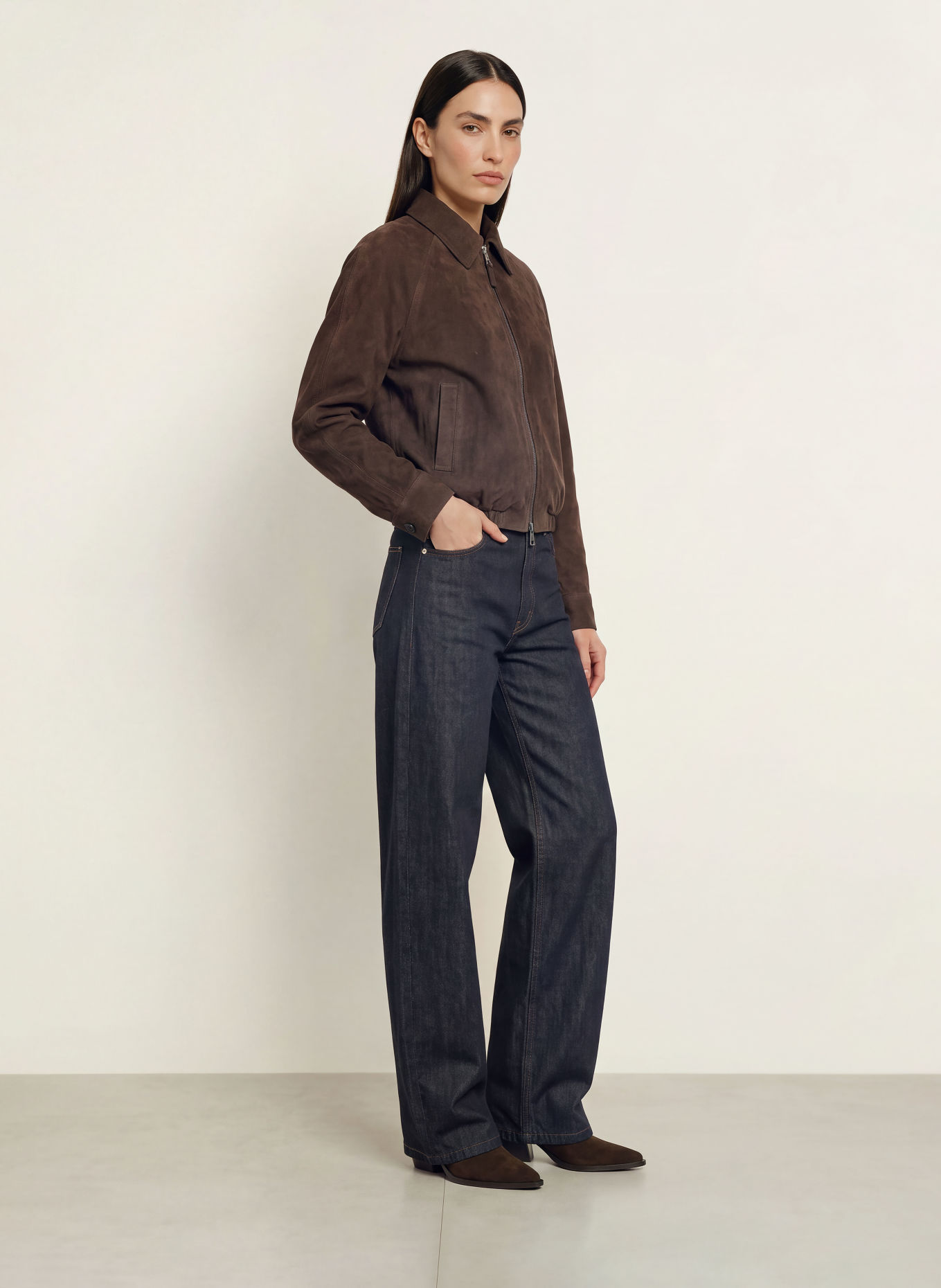 IQ STUDIO Leather jacket: DARK BROWN