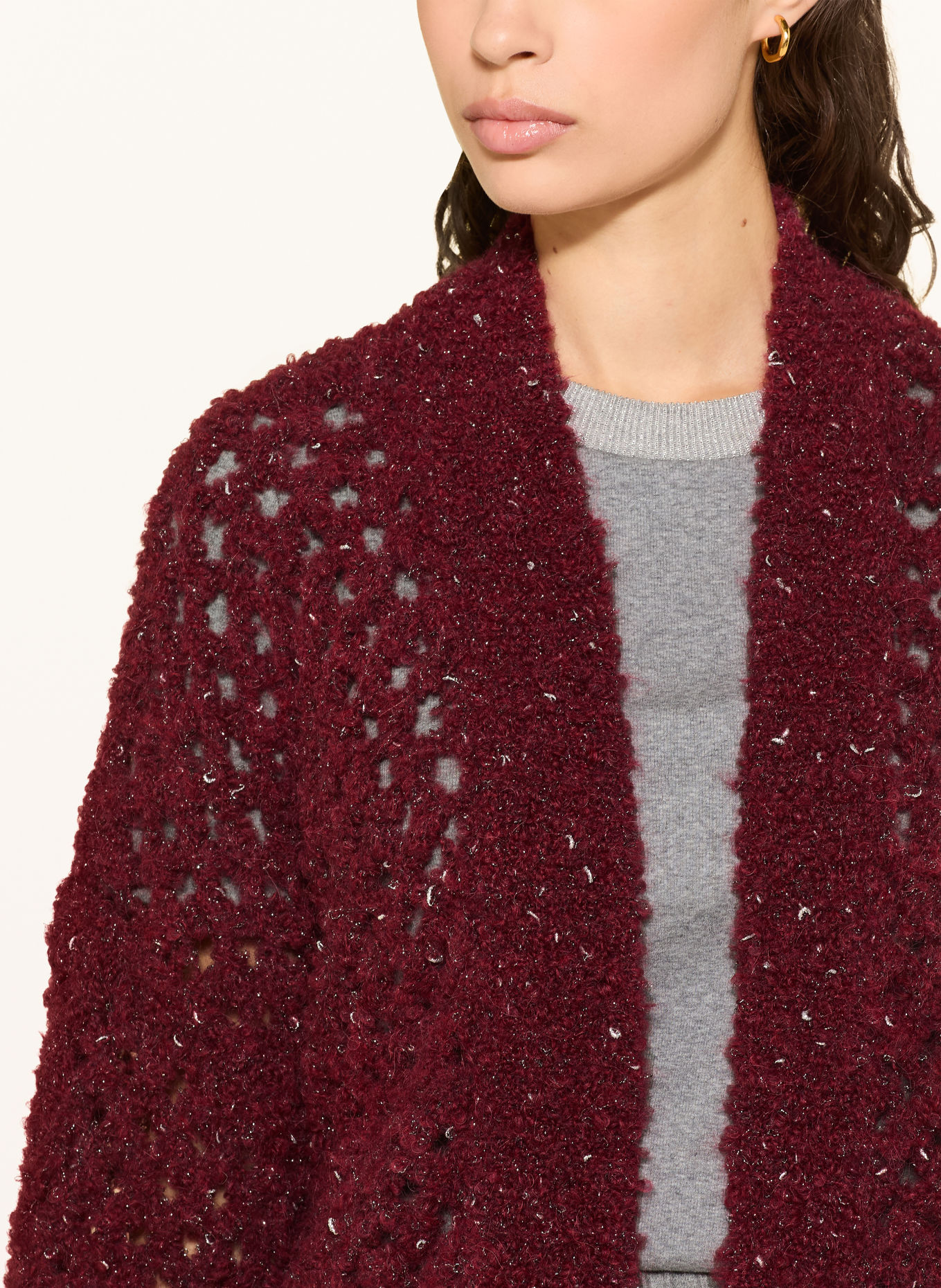 PESERICO Strickhülle mit Alpaka und Glitzergarn: DUNKELROT