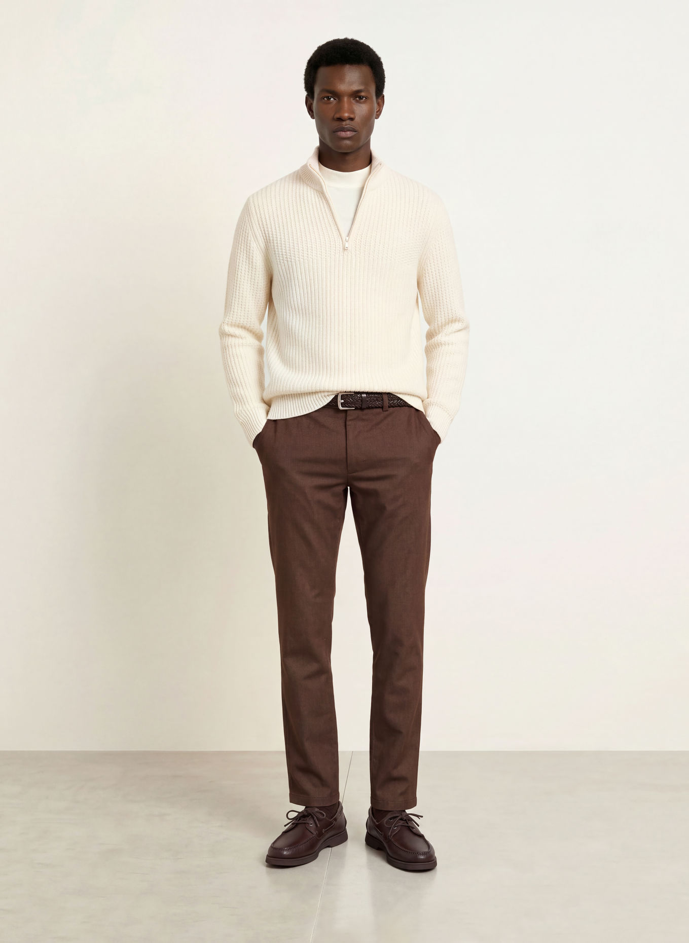 BOSS Slim-Fit Flannel Chinos: DARK BROWN