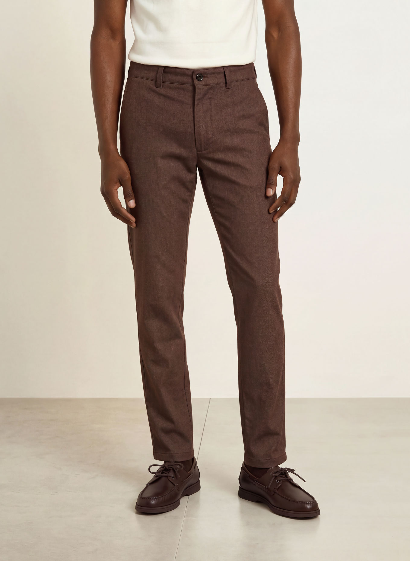 BOSS Slim-Fit Flannel Chinos: DARK BROWN