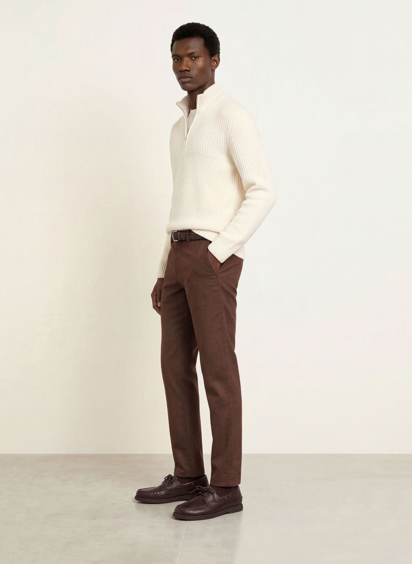 BOSS Slim-Fit Flannel Chinos: DARK BROWN