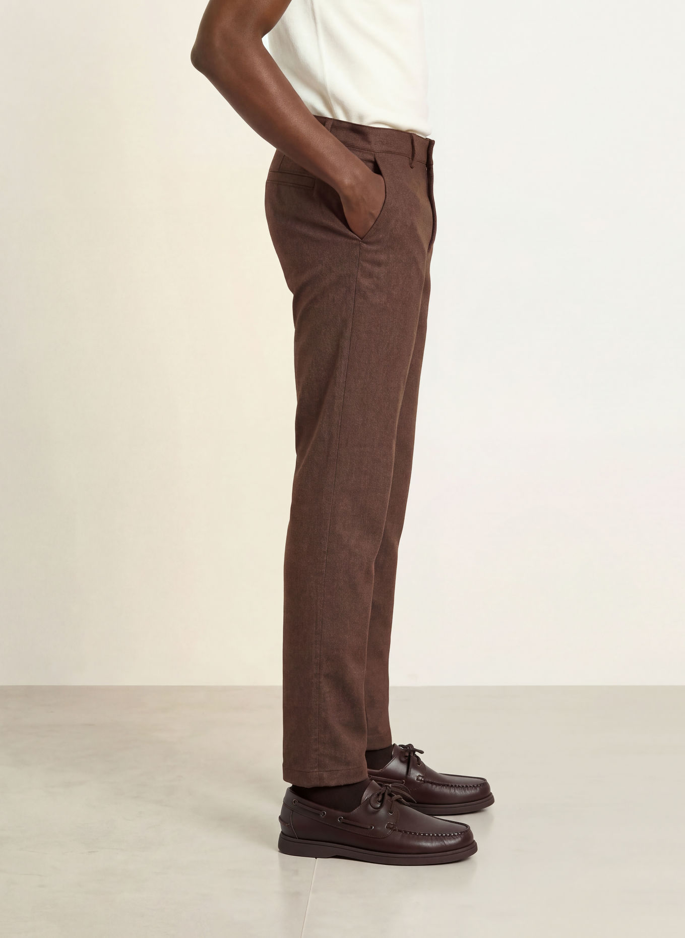 BOSS Slim-Fit Flannel Chinos: DARK BROWN