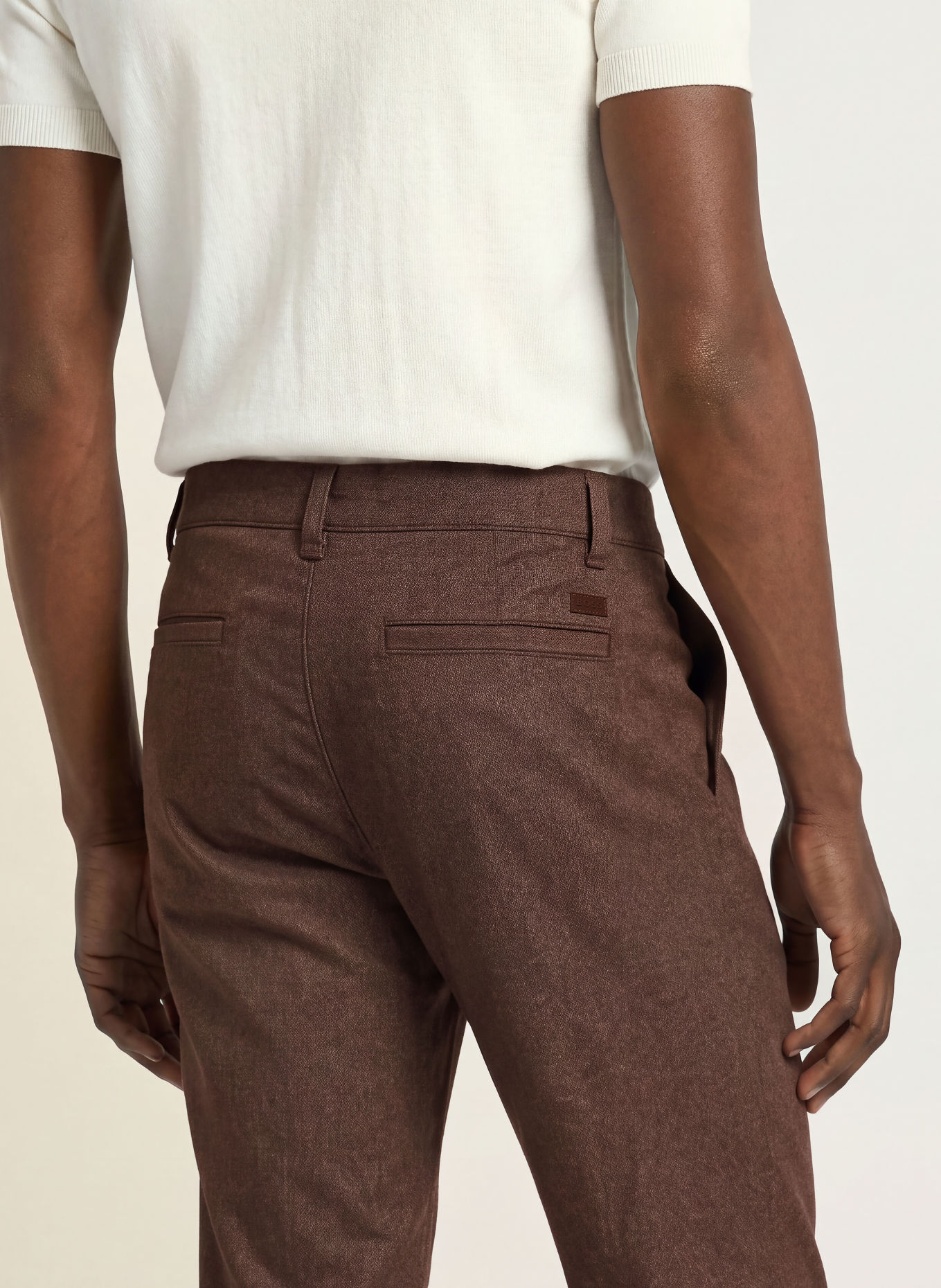BOSS Slim-Fit Flannel Chinos: DARK BROWN