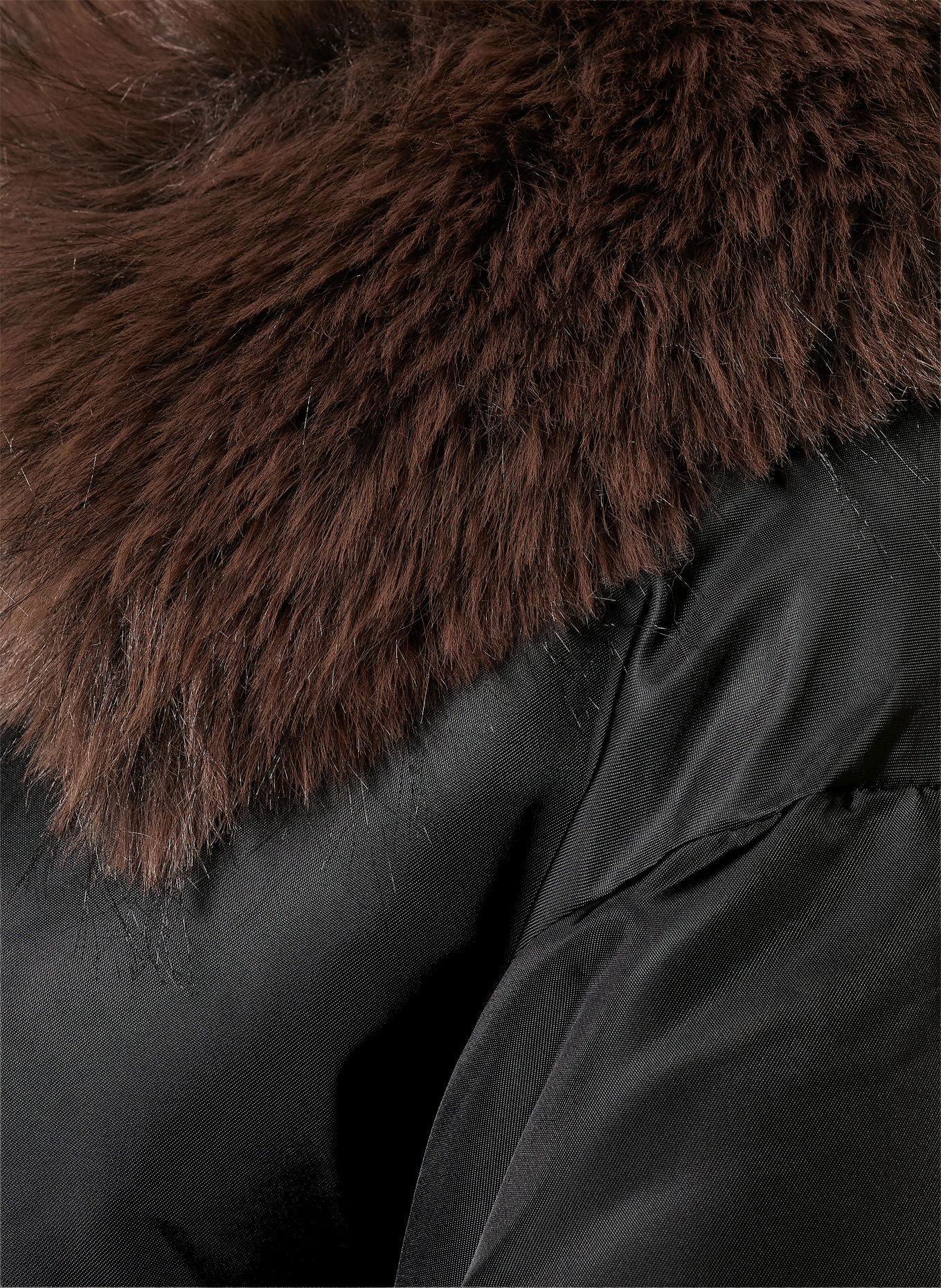 STAND STUDIO Blouson CELESTE mit abnehmbarem Kunstfell-Kragen: SCHWARZ / BRAUN