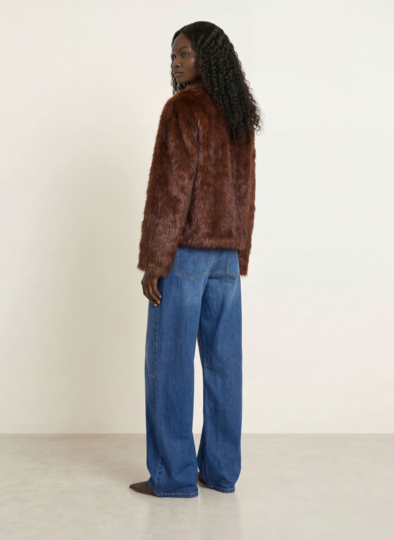 STAND STUDIO Kunstfell-Jacke SIENA: BRAUN