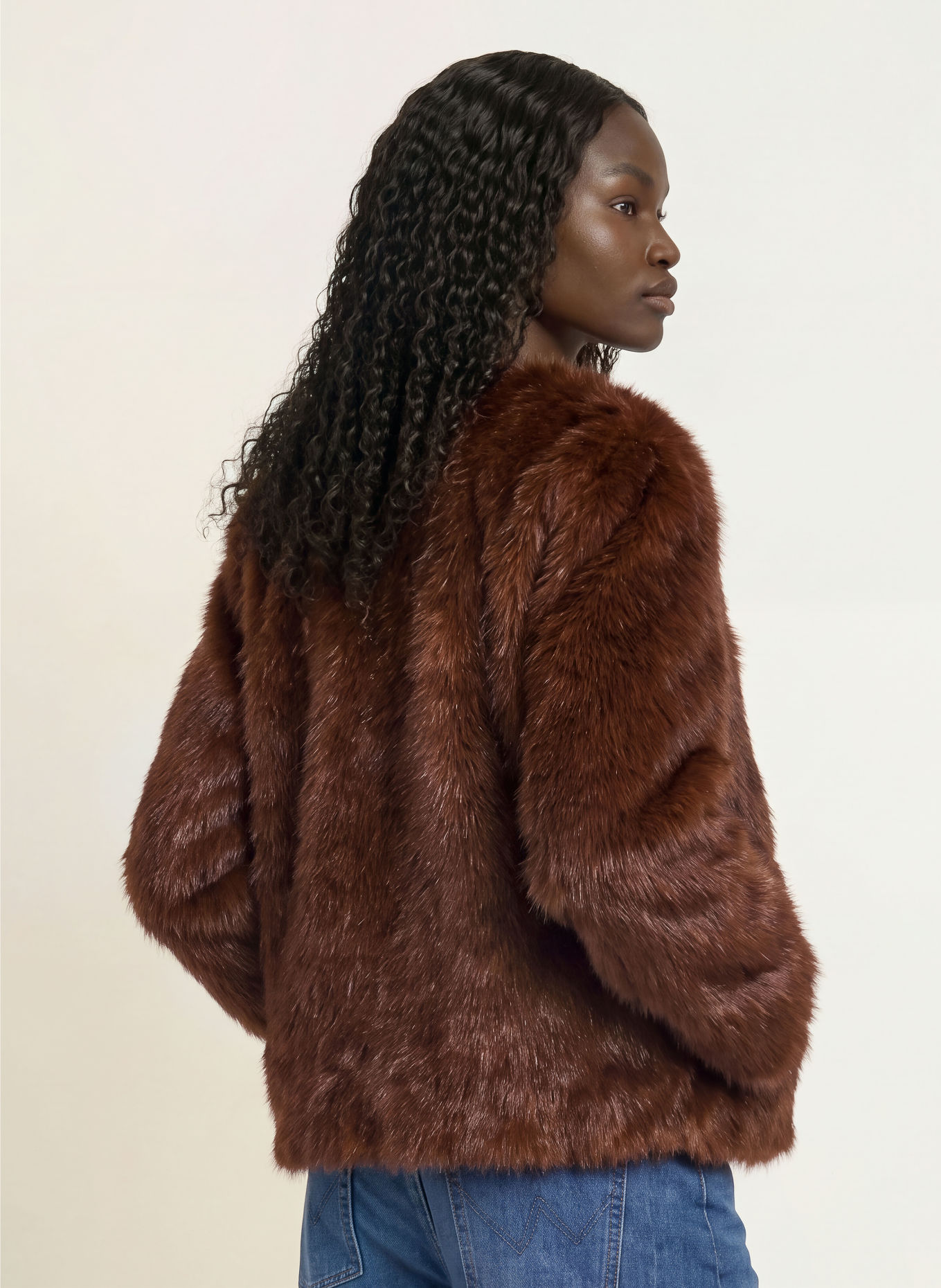 STAND STUDIO Kunstfell-Jacke SIENA: BRAUN