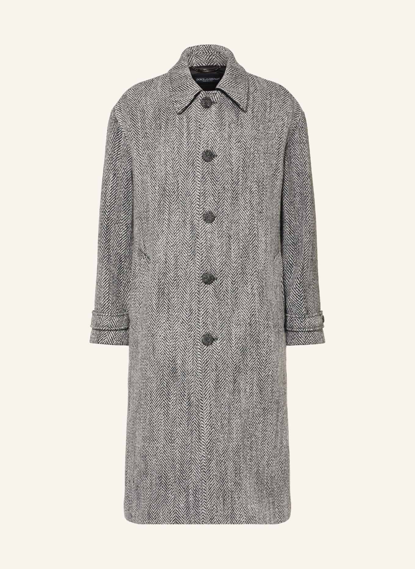 DOLCE & GABBANA Manteau en laine: NOIR / BLANC