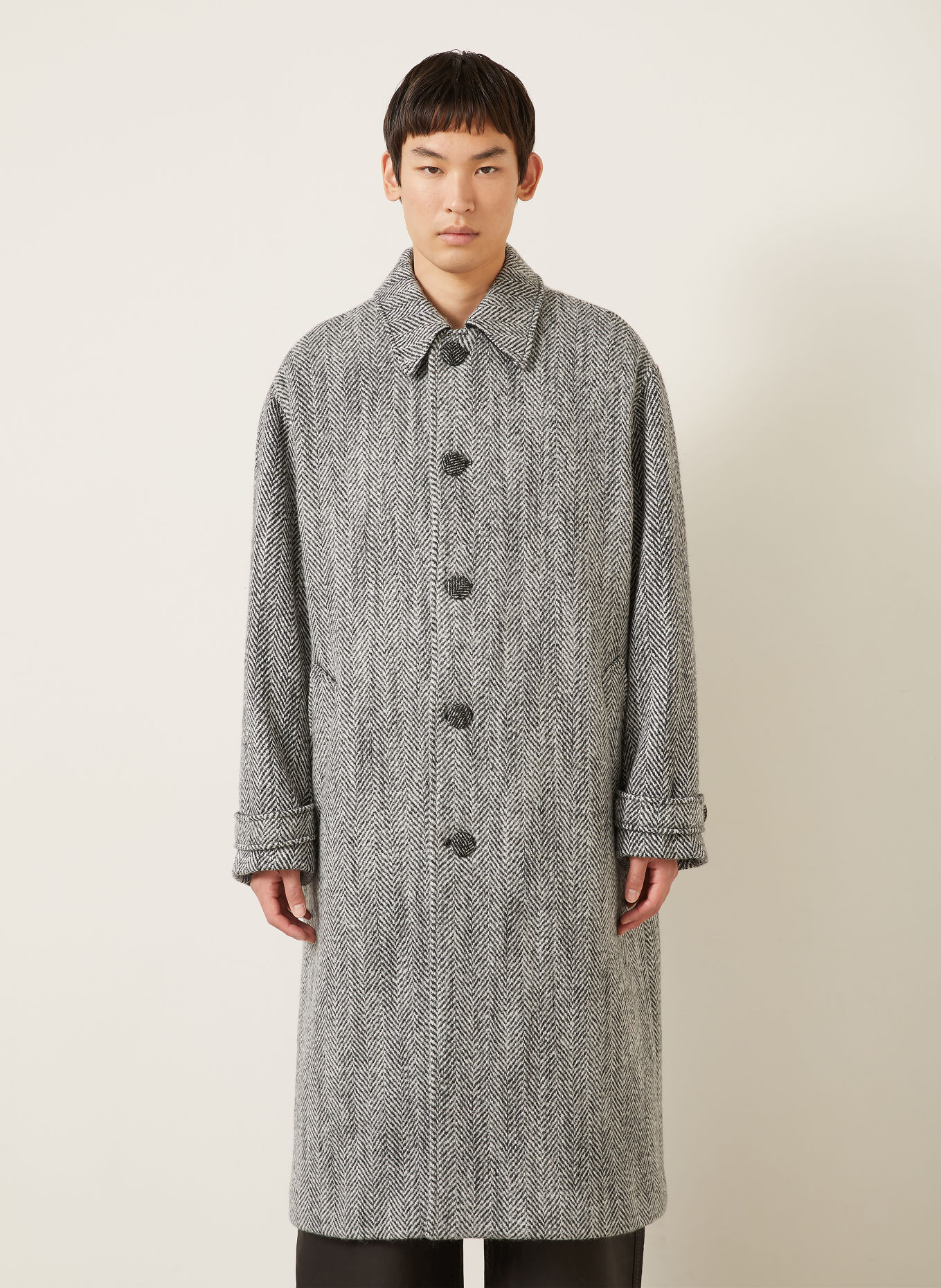 DOLCE & GABBANA Manteau en laine: NOIR / BLANC