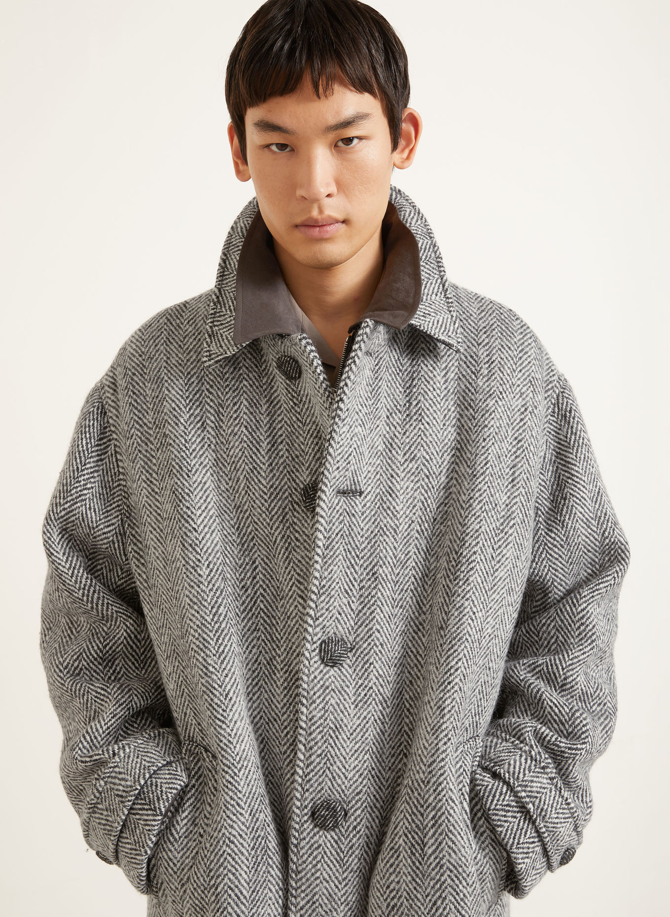 DOLCE & GABBANA Manteau en laine: NOIR / BLANC