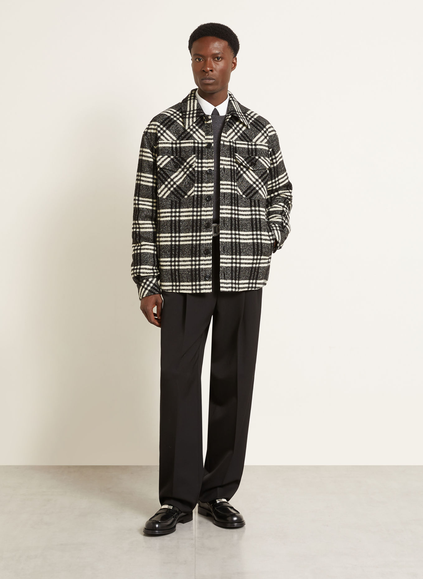 DOLCE & GABBANA Overjacket: DUNKELGRAU / WEISS / SCHWARZ