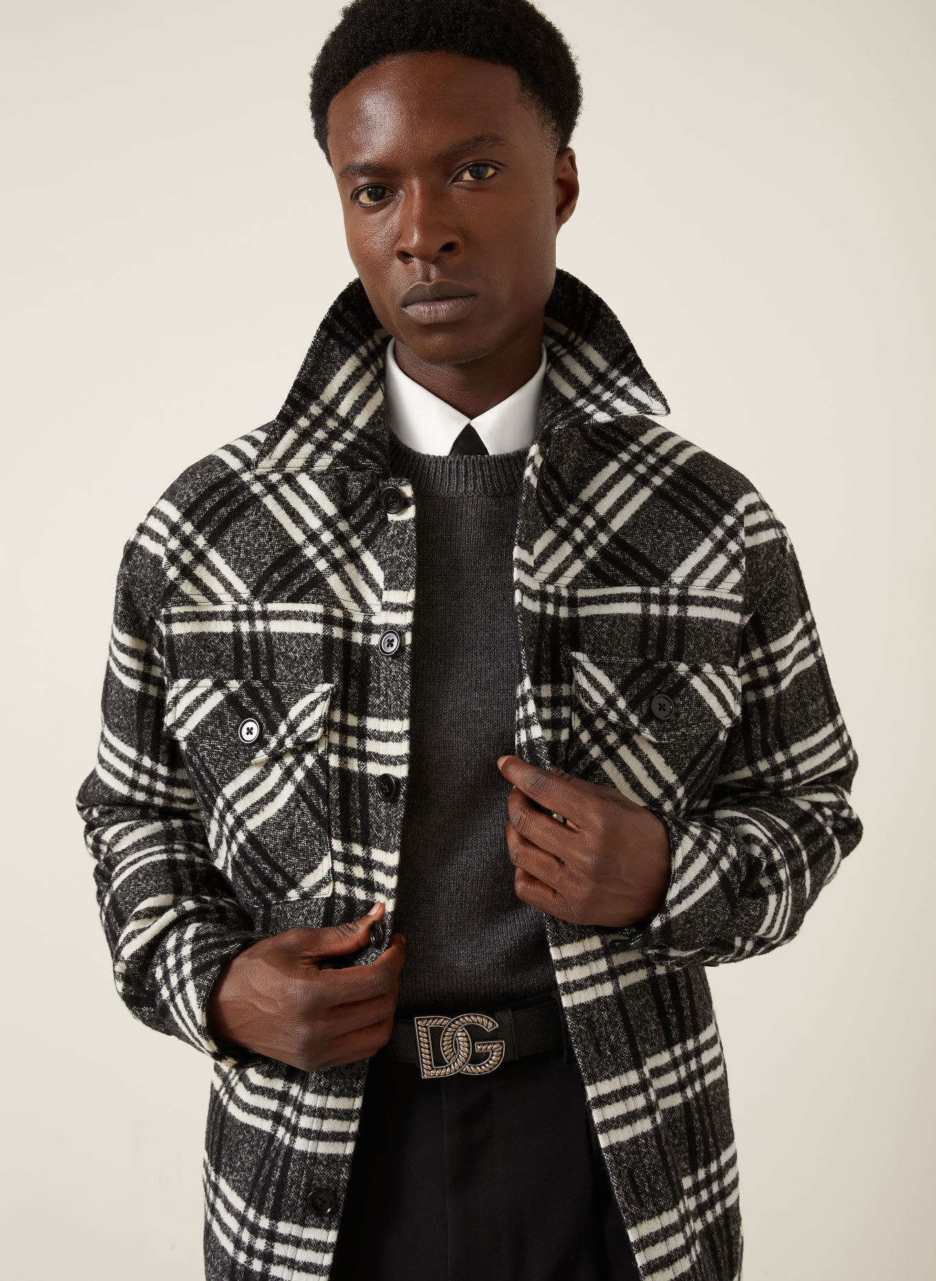 DOLCE & GABBANA Overjacket: DUNKELGRAU / WEISS / SCHWARZ