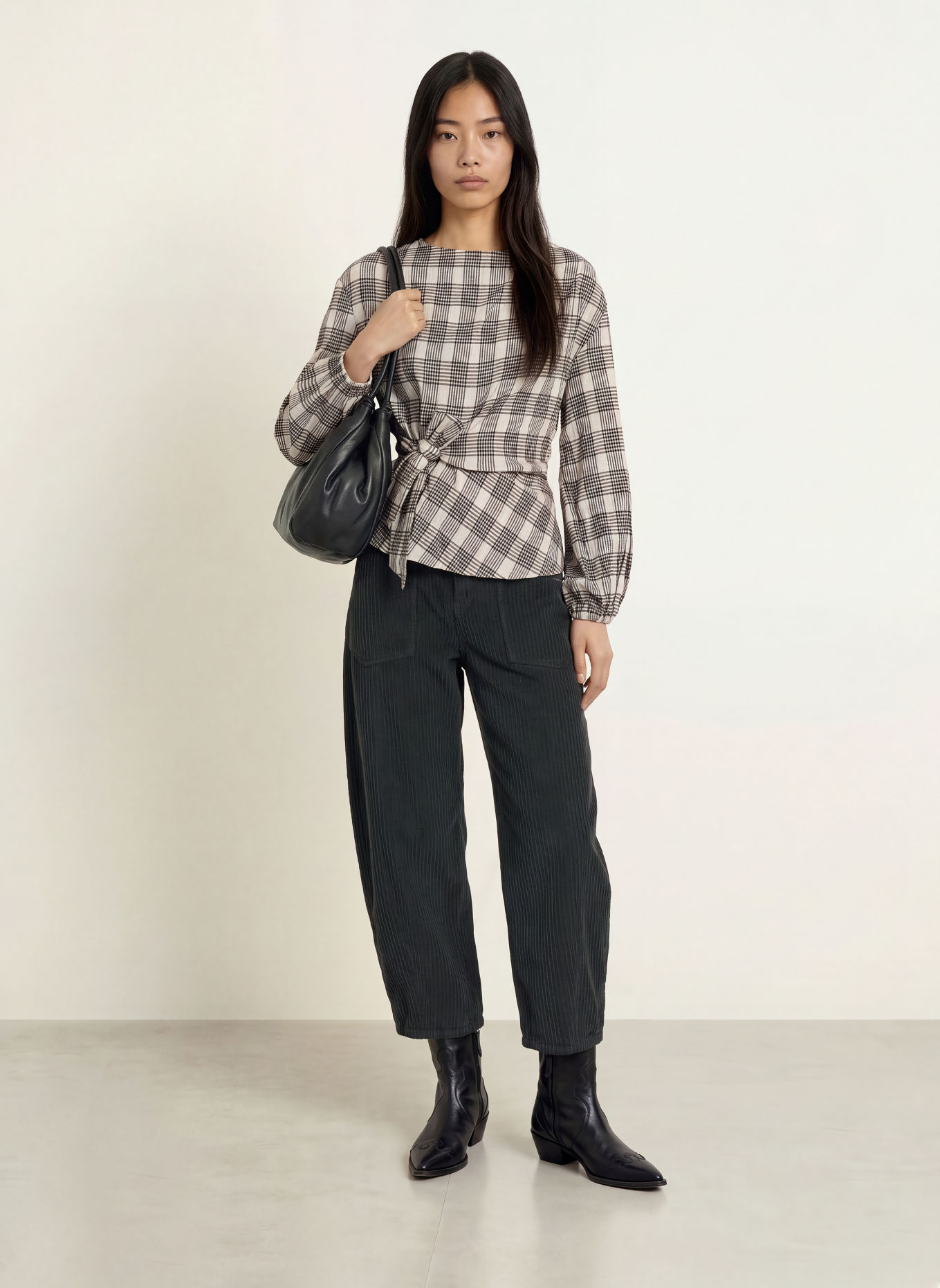 GANG 94ODINA 7/8-length corduroy trousers: BLACK