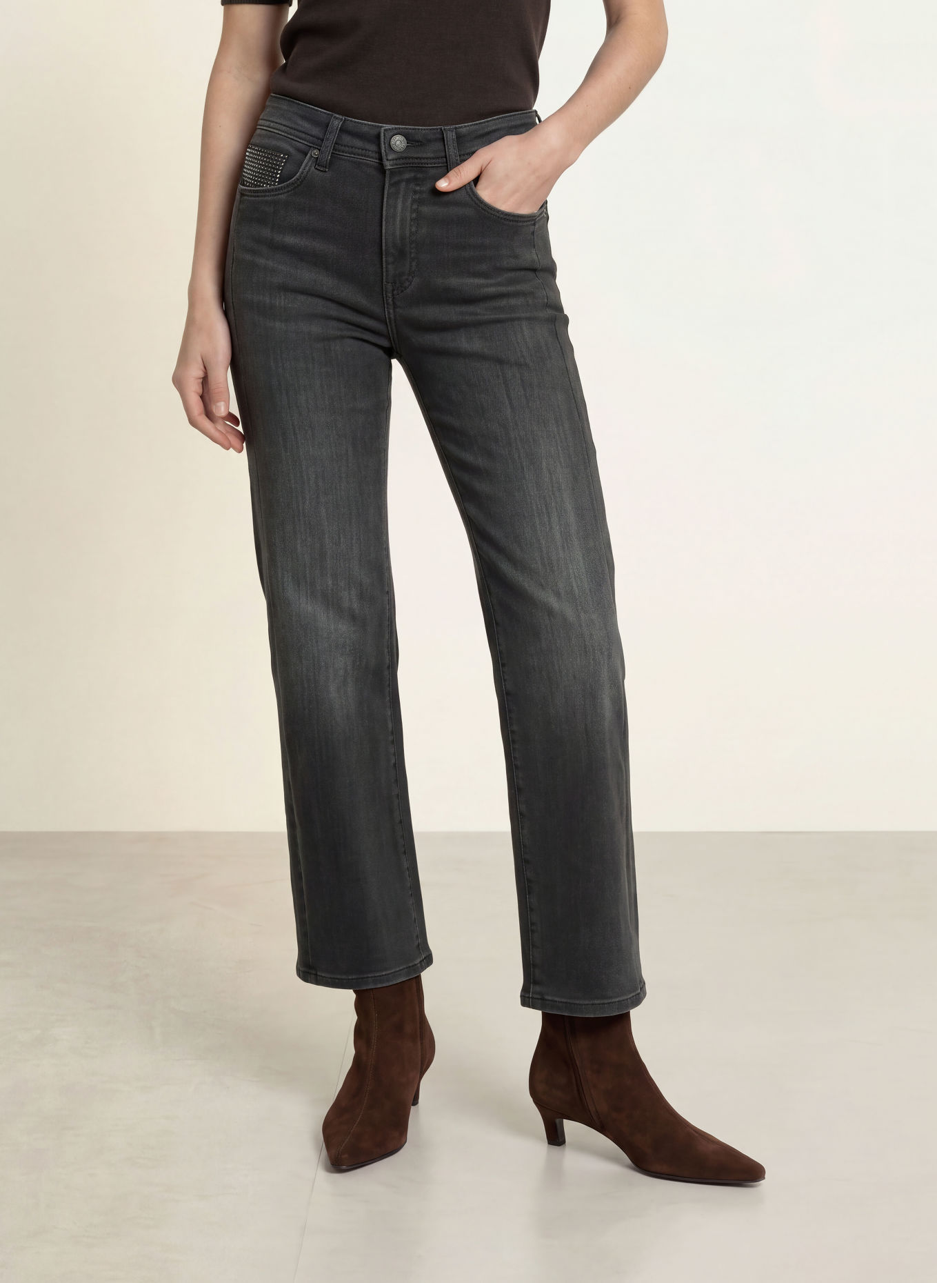 RAFFAELLO ROSSI Jeansy straight KIRA CROP S: 980 ASPHALT