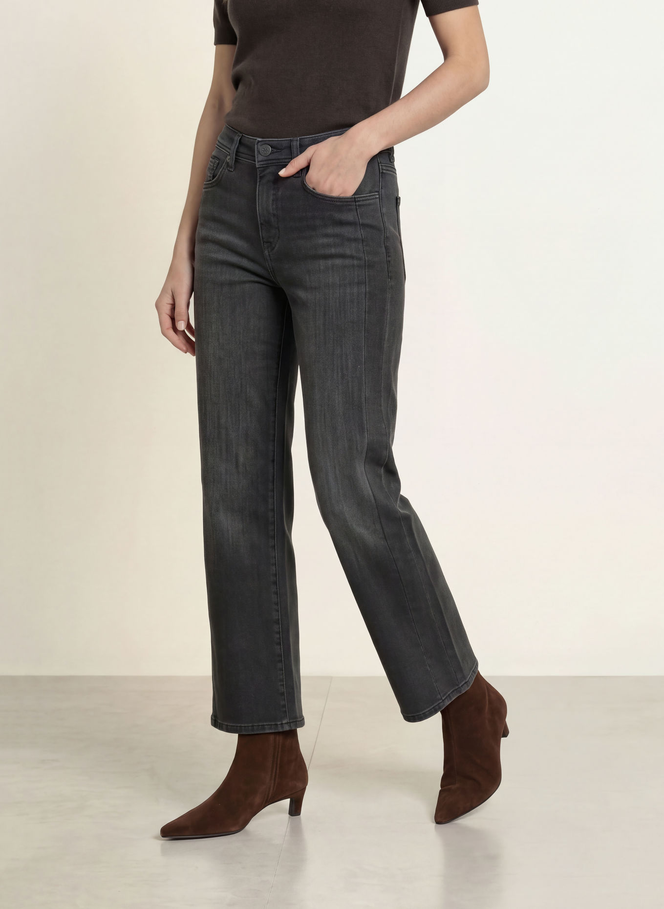 RAFFAELLO ROSSI Jeansy straight KIRA CROP S: 980 ASPHALT