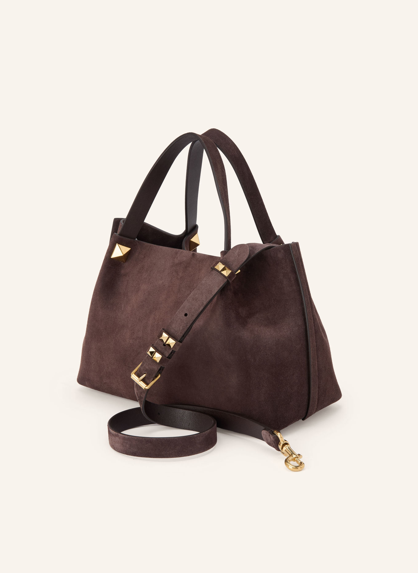 VALENTINO GARAVANI VLOGO SIGNATURE Shoppers with Pouch: TAUPE / GOLD