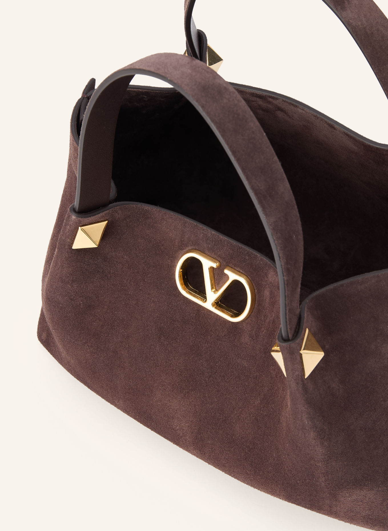 VALENTINO GARAVANI VLOGO SIGNATURE Shoppers with Pouch: TAUPE / GOLD