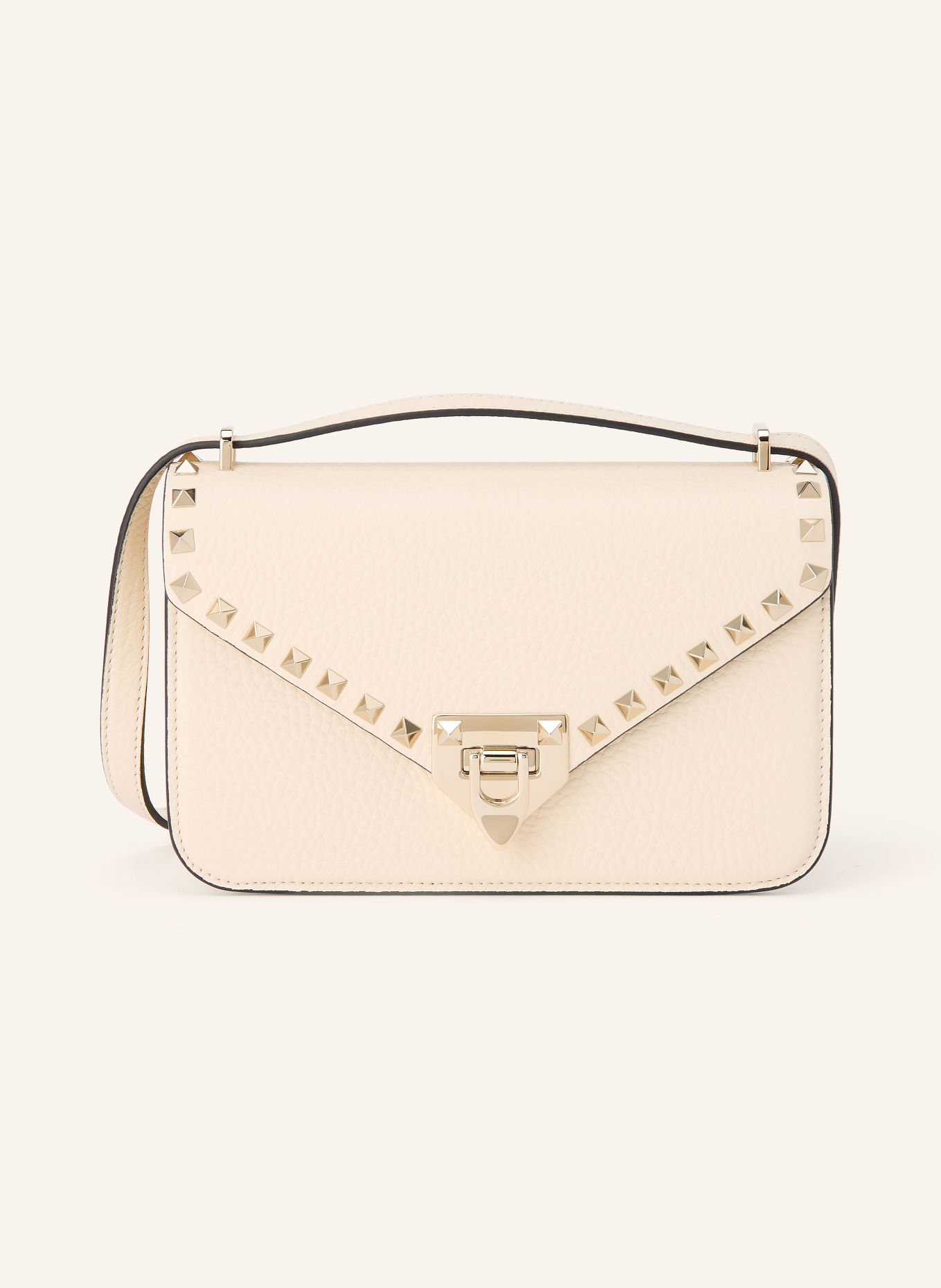 VALENTINO GARAVANI Umhängetasche ROCKSTUD SMALL: CREME / GOLD
