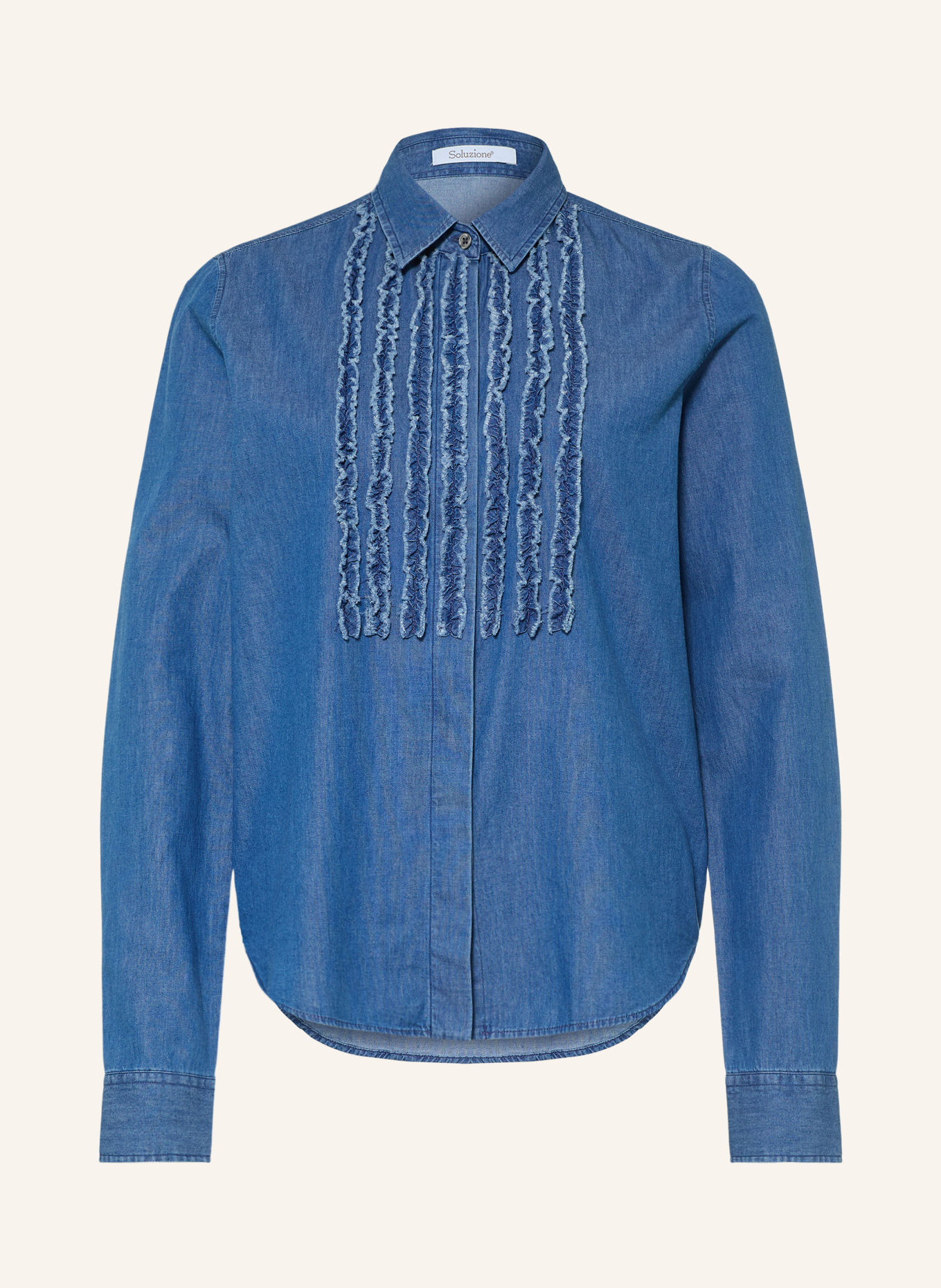 Soluzione Jeansbluse mit Rüschen: BLAU