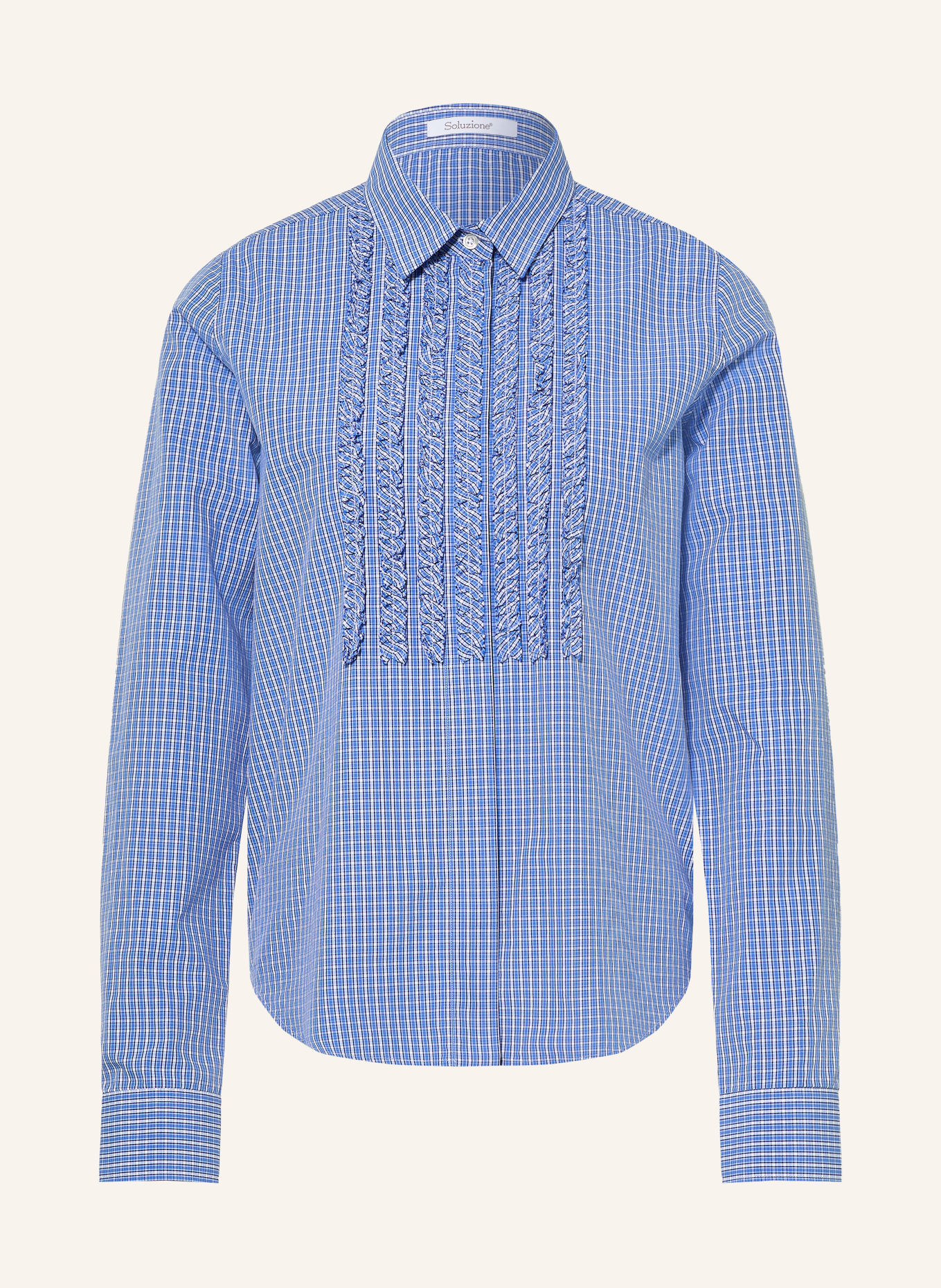 Soluzione Ruffled shirt blouse: BLUE / WHITE