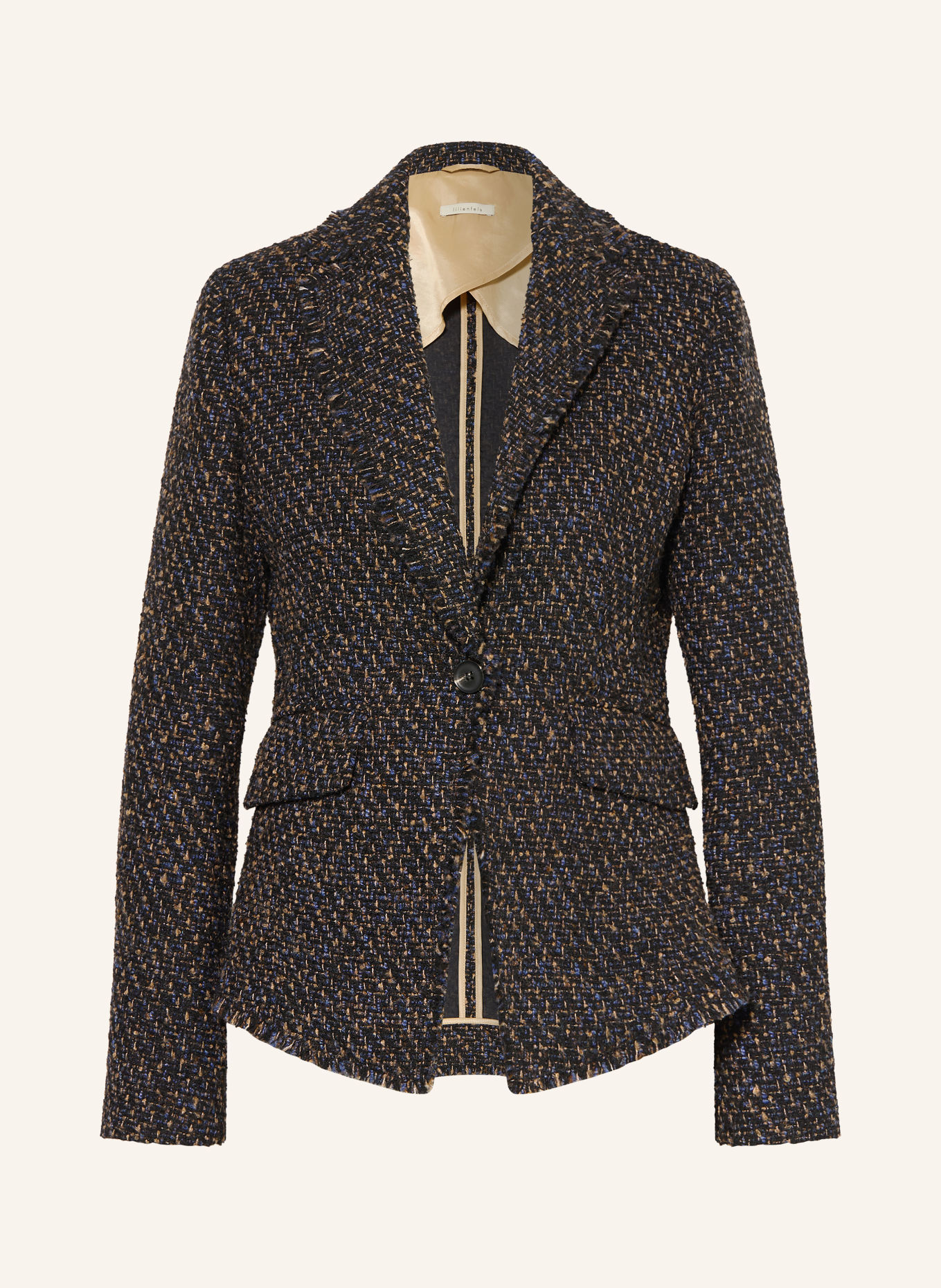 lilienfels Bouclé blazer: DARK BLUE / BROWN / BLUE