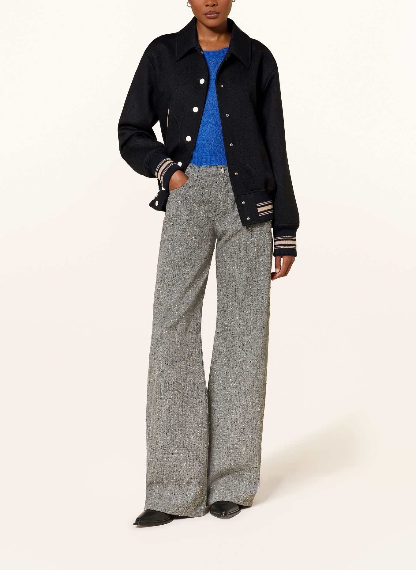 GOLDEN GOOSE Kurtka w stylu college'owym JOURNEY: GRANATOWY / BEŻOWY