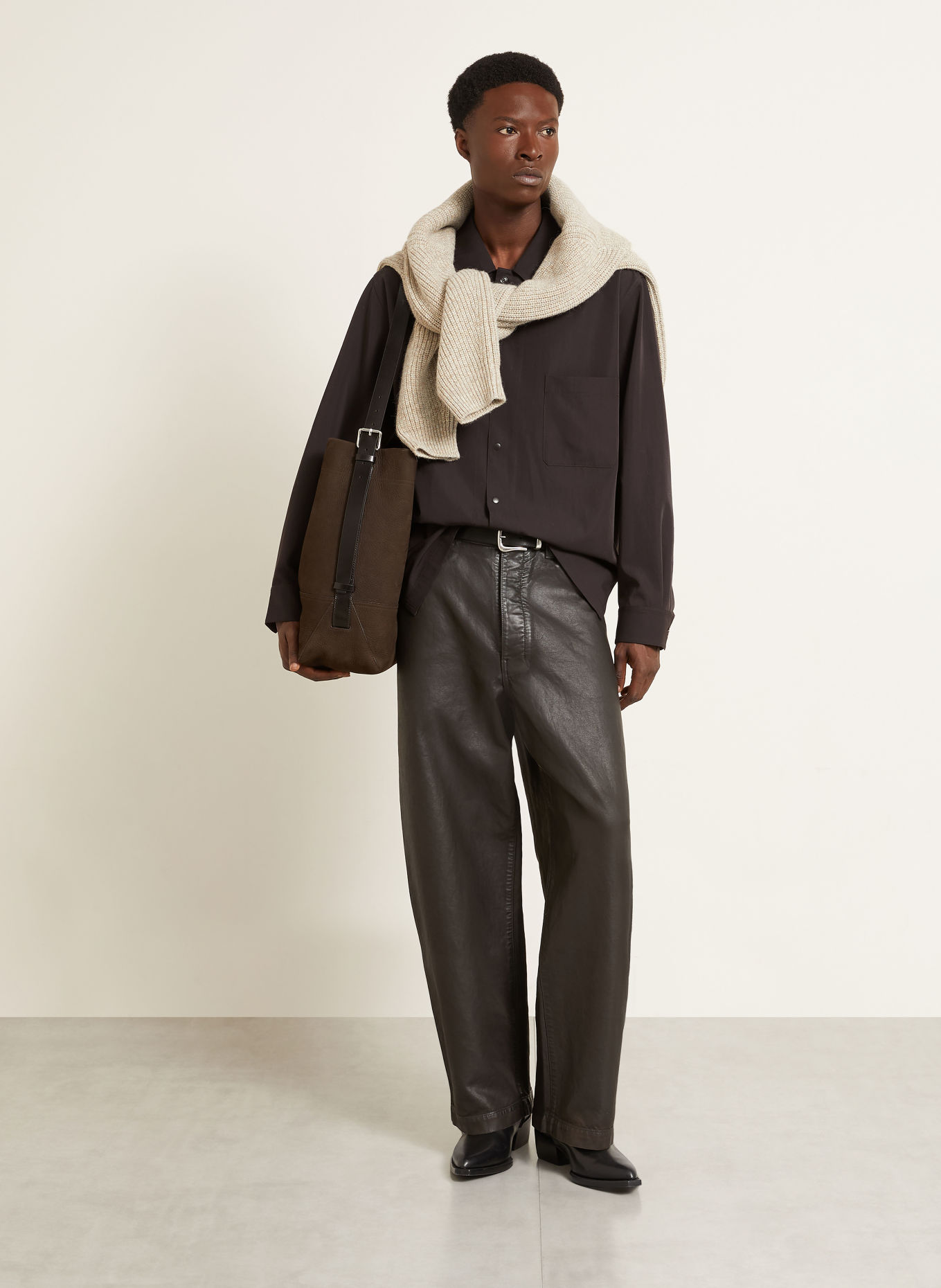 LEMAIRE Comfort Fit Shirt: DARK BROWN
