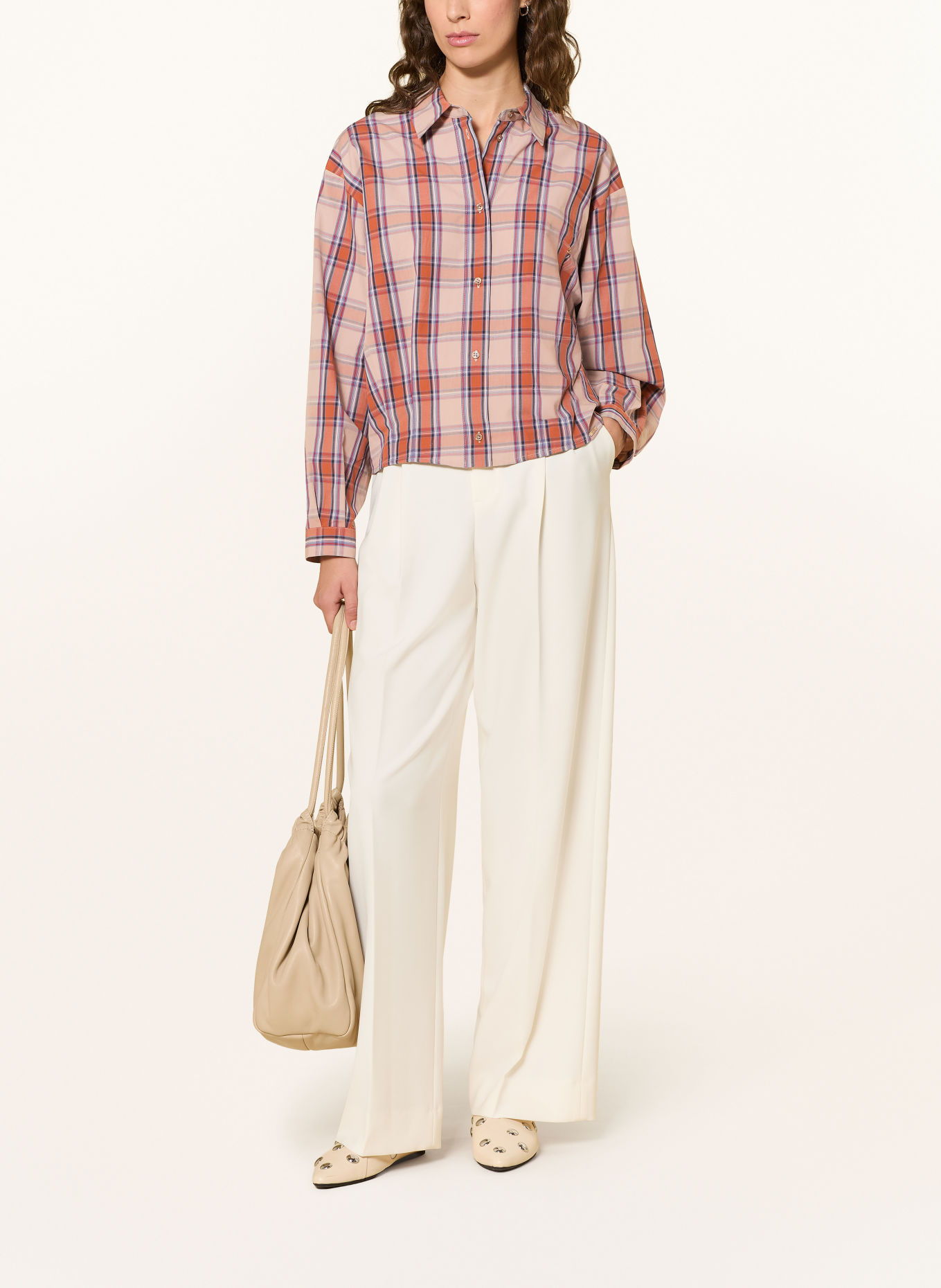 CINQUE Hemdbluse CITERNO: HELLBRAUN / DUNKELROT / DUNKELORANGE