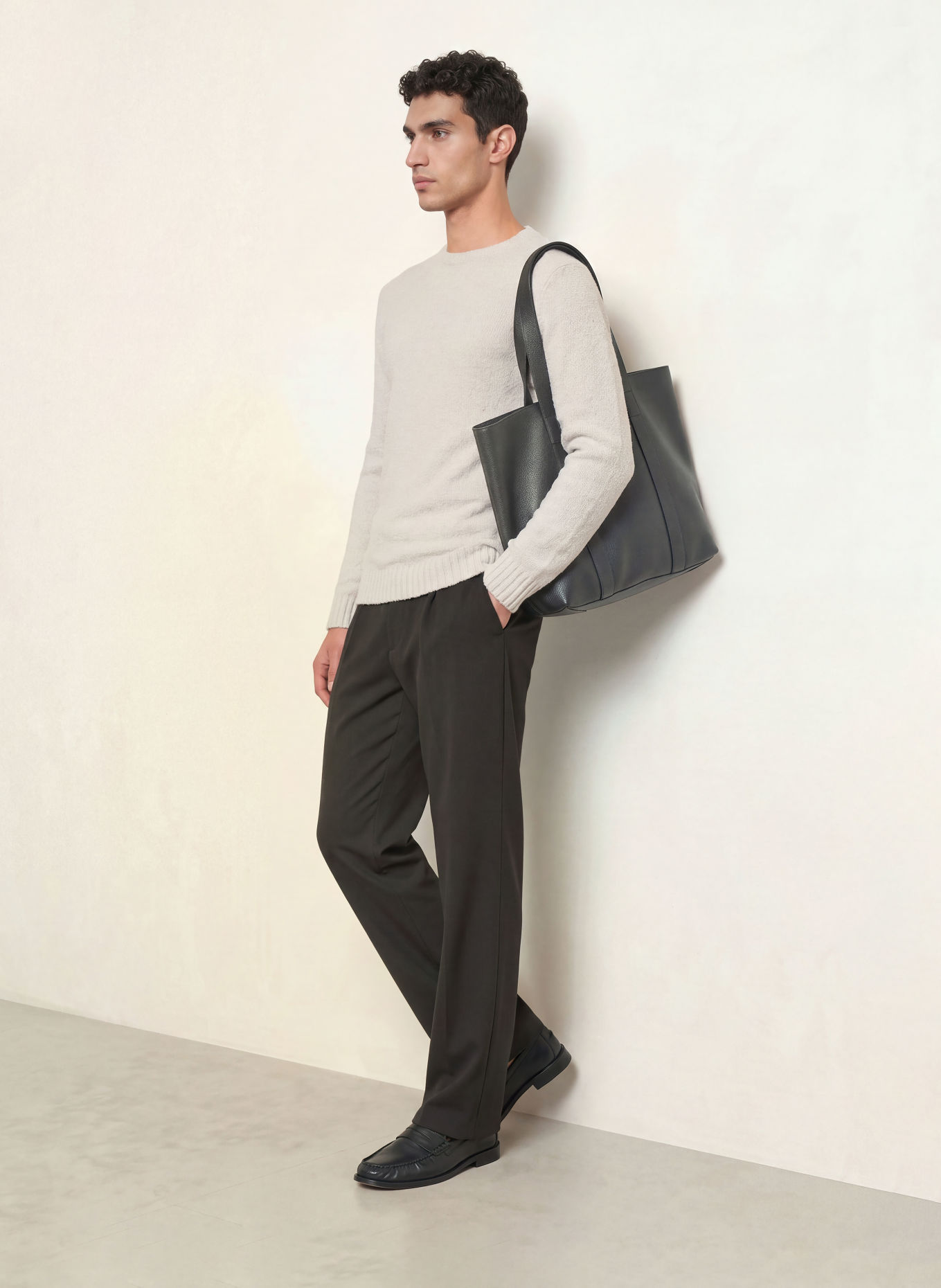 PAUL Bouclé Sweater: LIGHT GRAY
