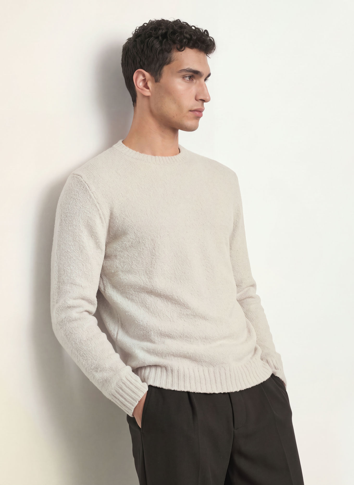 PAUL Bouclé Sweater: LIGHT GRAY