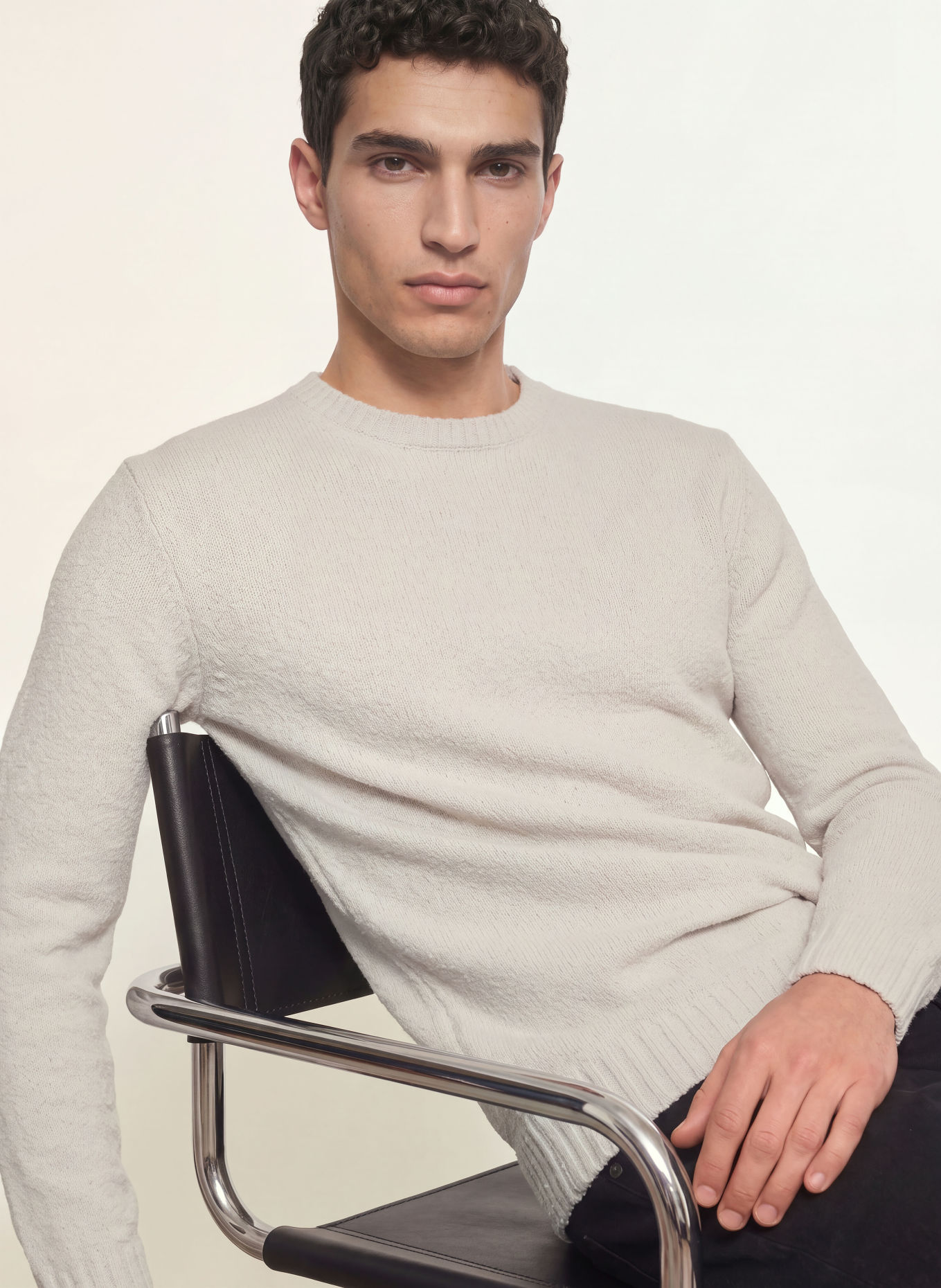 PAUL Bouclé Sweater: LIGHT GRAY