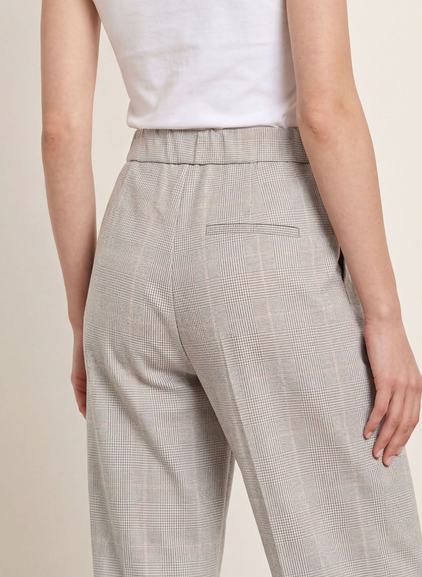 s.Oliver BLACK LABEL Jersey wide-leg trousers: BEIGE / GRAY / WHITE