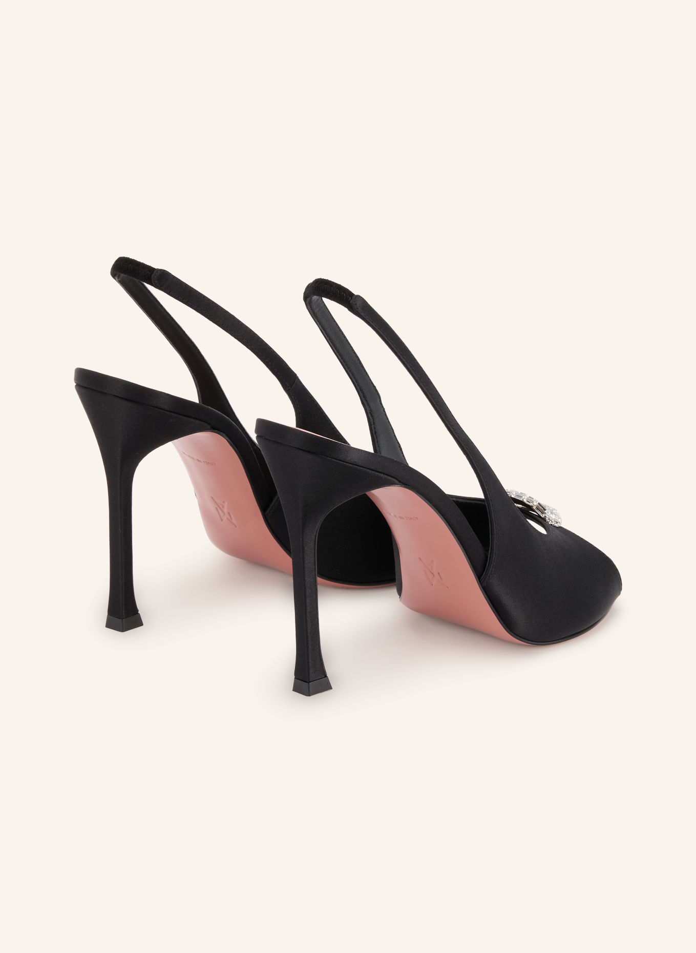AMINA MUADDI Czółenka typu slingback MINI CAMELIA z kamyczkami ozdobnymi: CZARNY / SREBRNY