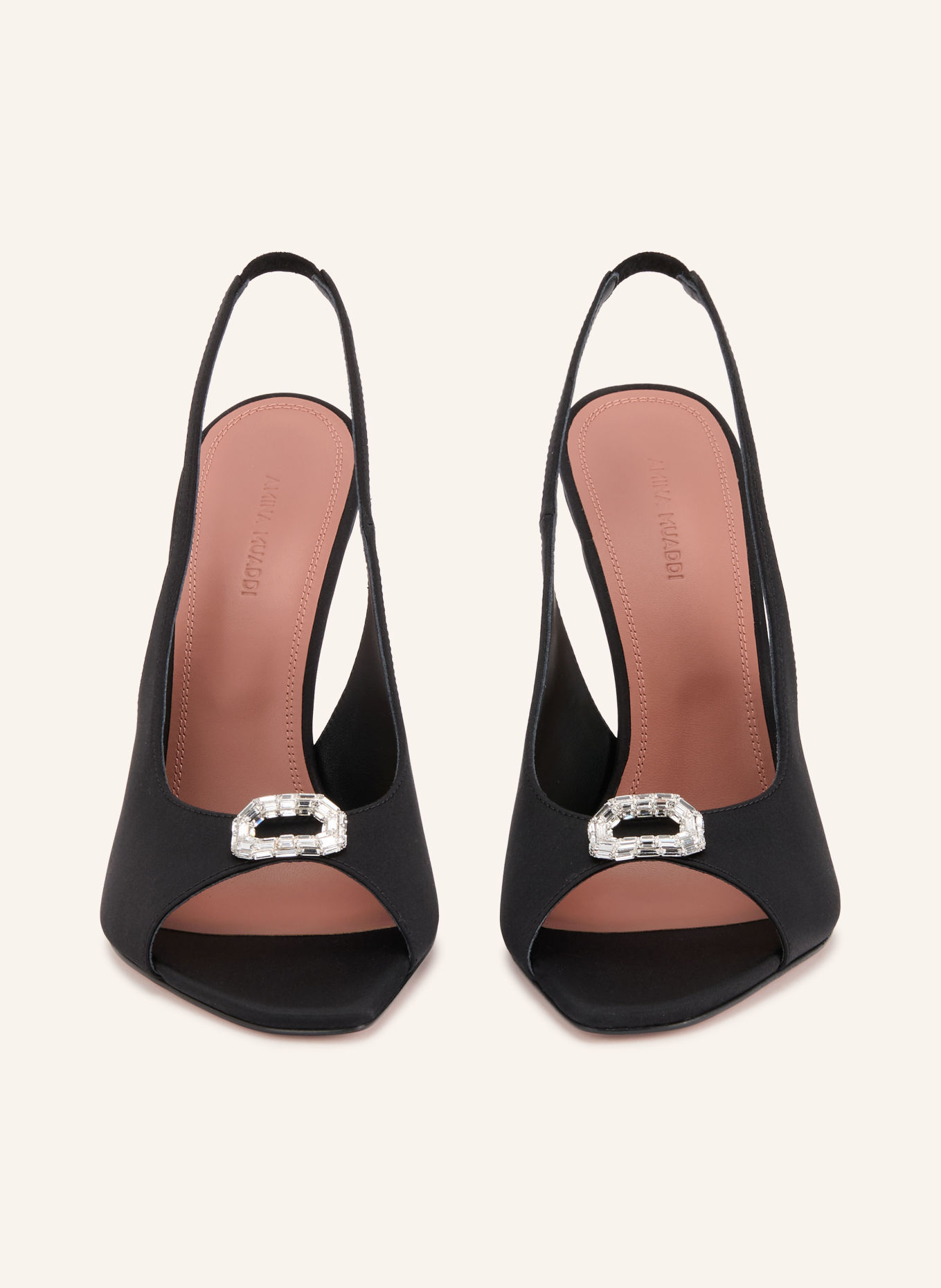 AMINA MUADDI Czółenka typu slingback MINI CAMELIA z kamyczkami ozdobnymi: CZARNY / SREBRNY
