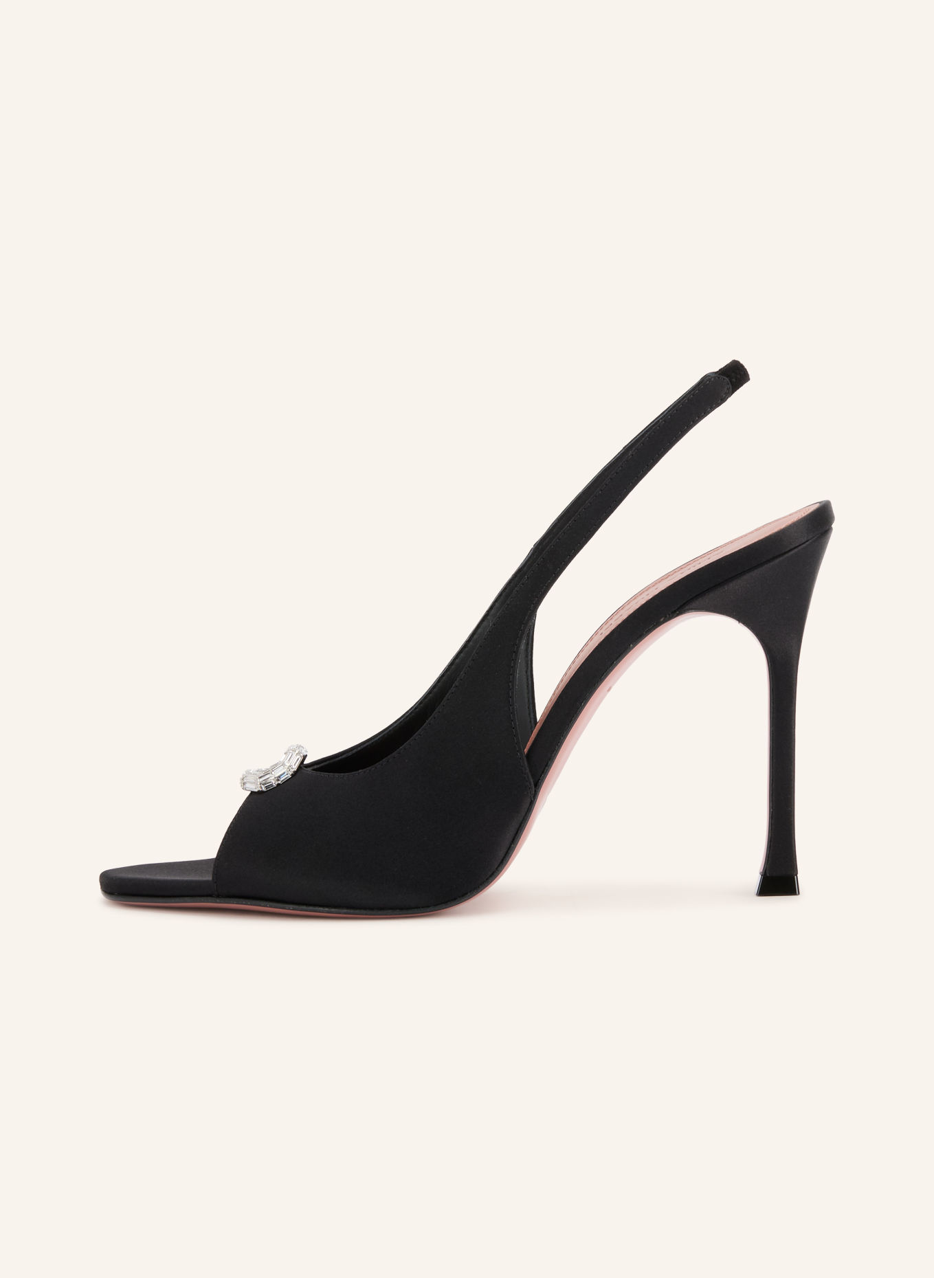 AMINA MUADDI Czółenka typu slingback MINI CAMELIA z kamyczkami ozdobnymi: CZARNY / SREBRNY