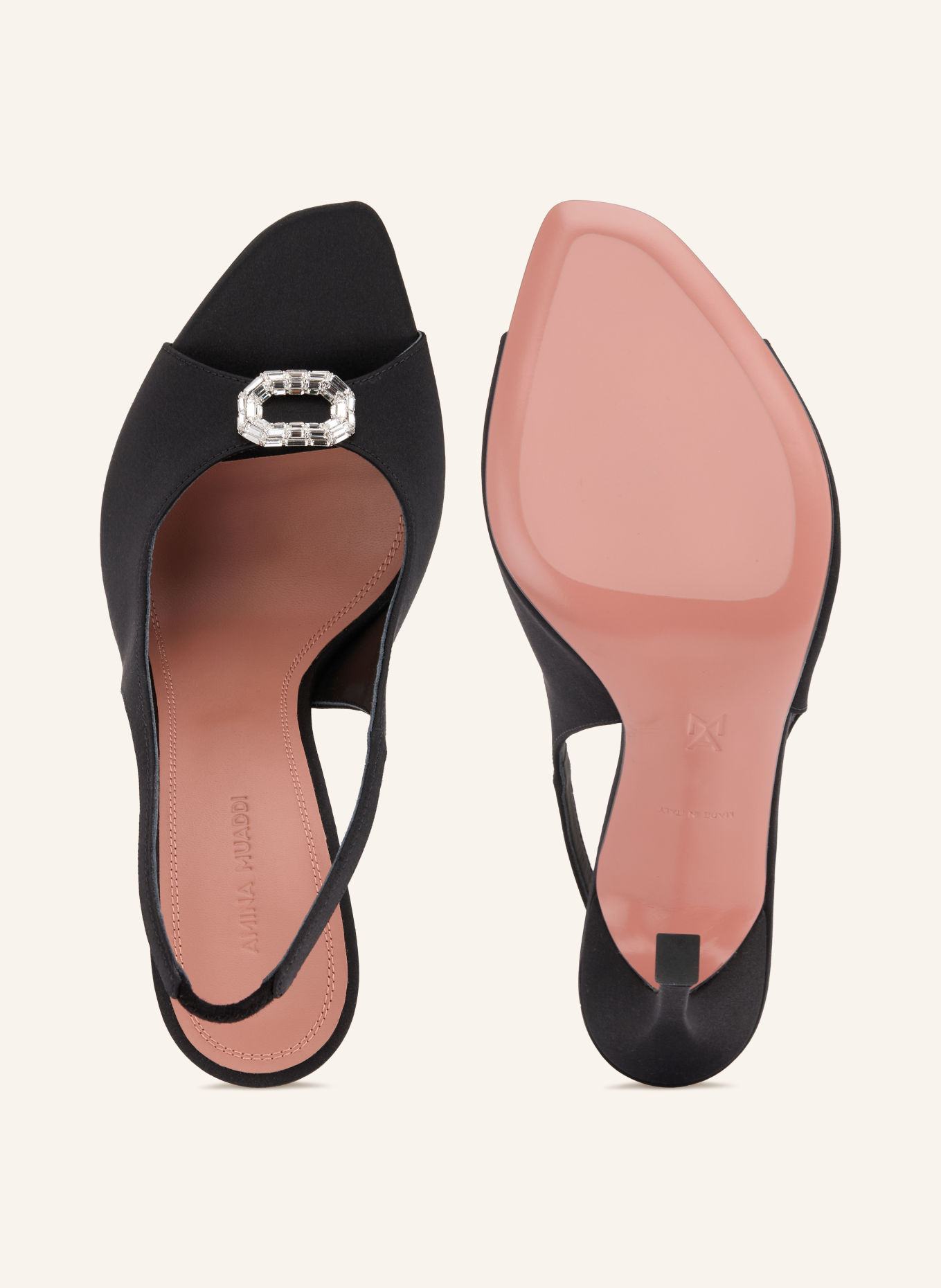 AMINA MUADDI Czółenka typu slingback MINI CAMELIA z kamyczkami ozdobnymi: CZARNY / SREBRNY