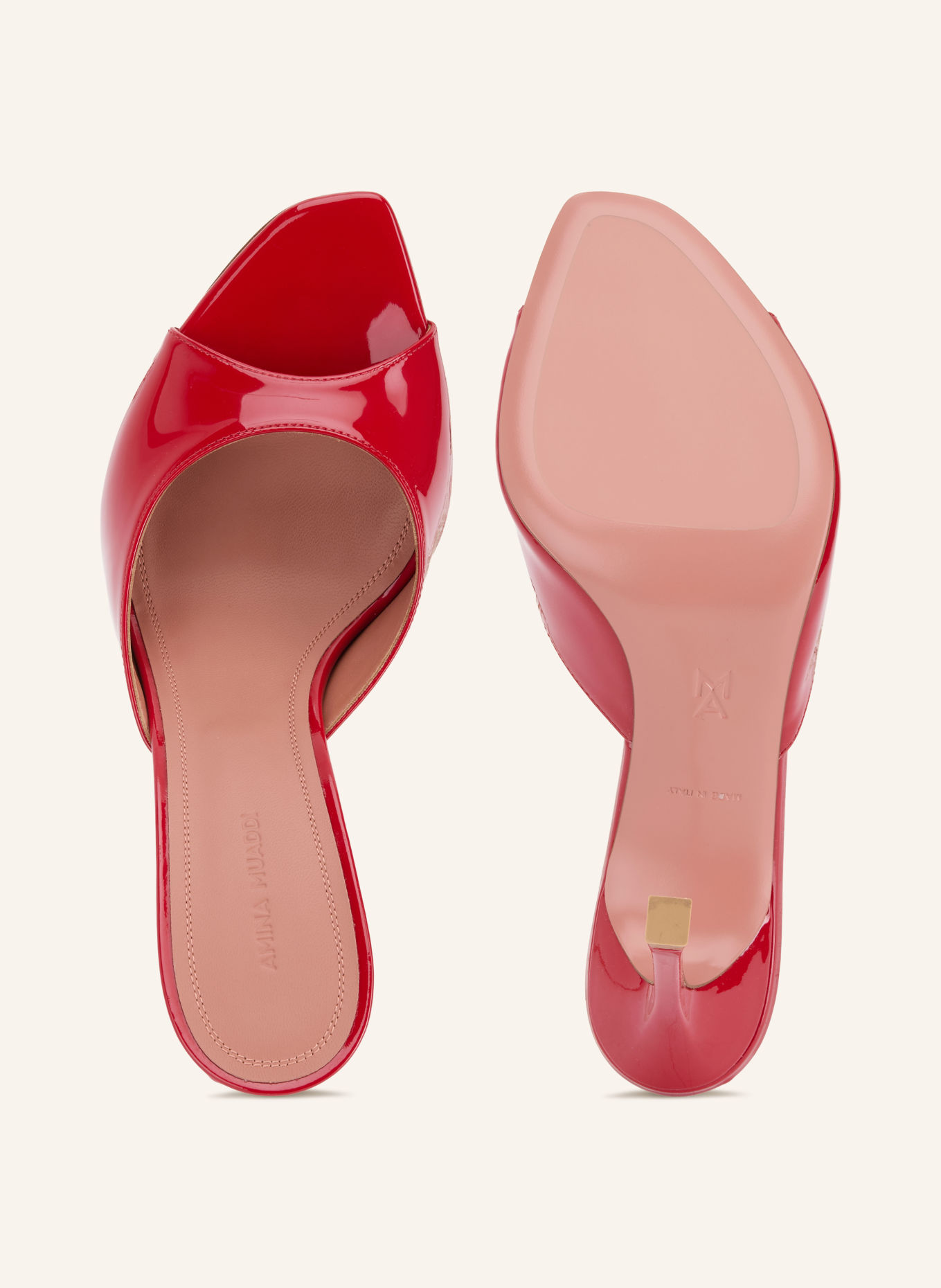 AMINA MUADDI ALEXA Patent leather mules: RED