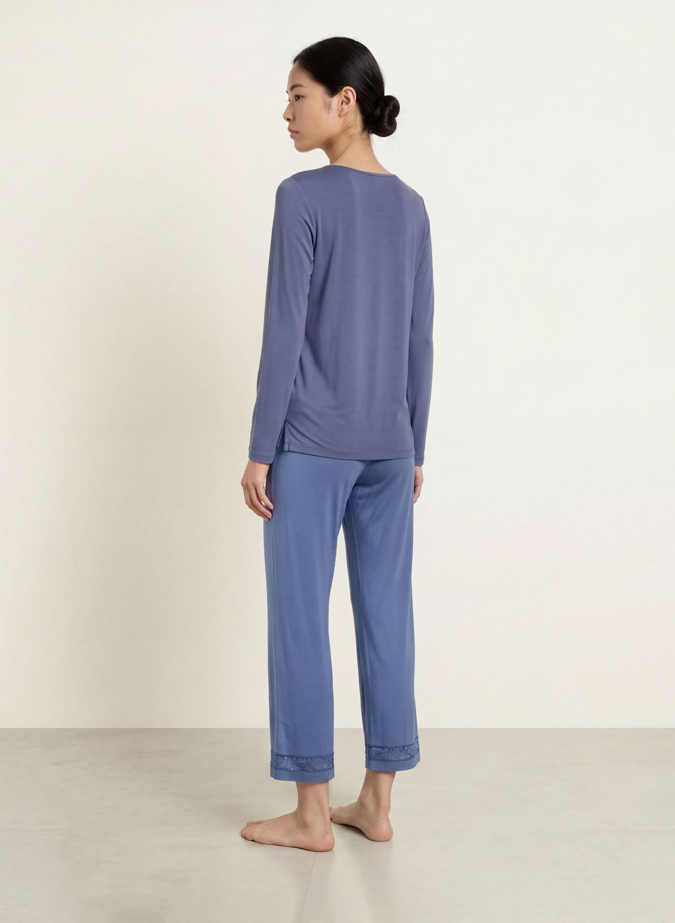ESSENZA JULOT Solid-Color Pajama Shirt: BLUE