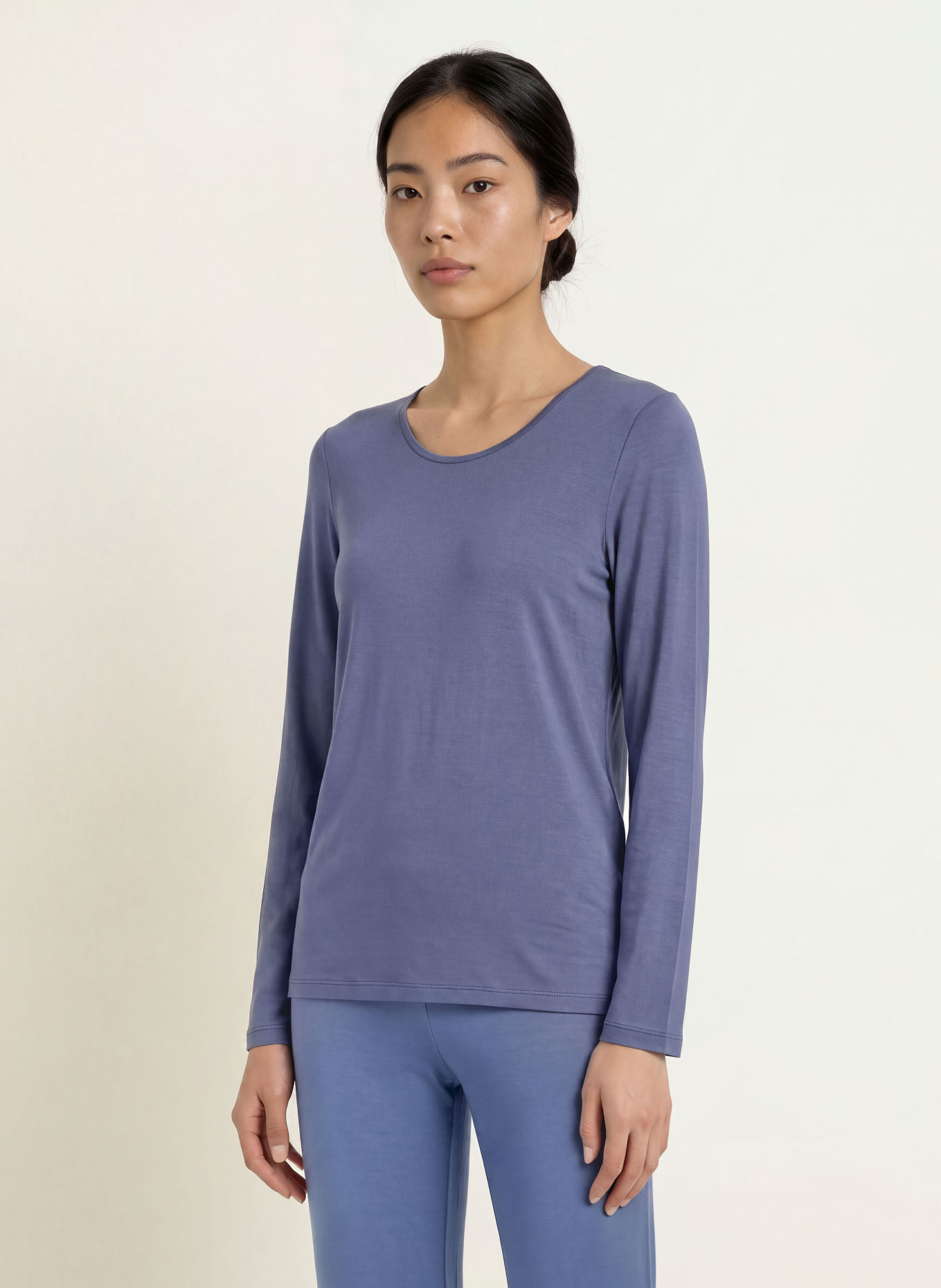 ESSENZA JULOT Solid-Color Pajama Shirt: BLUE
