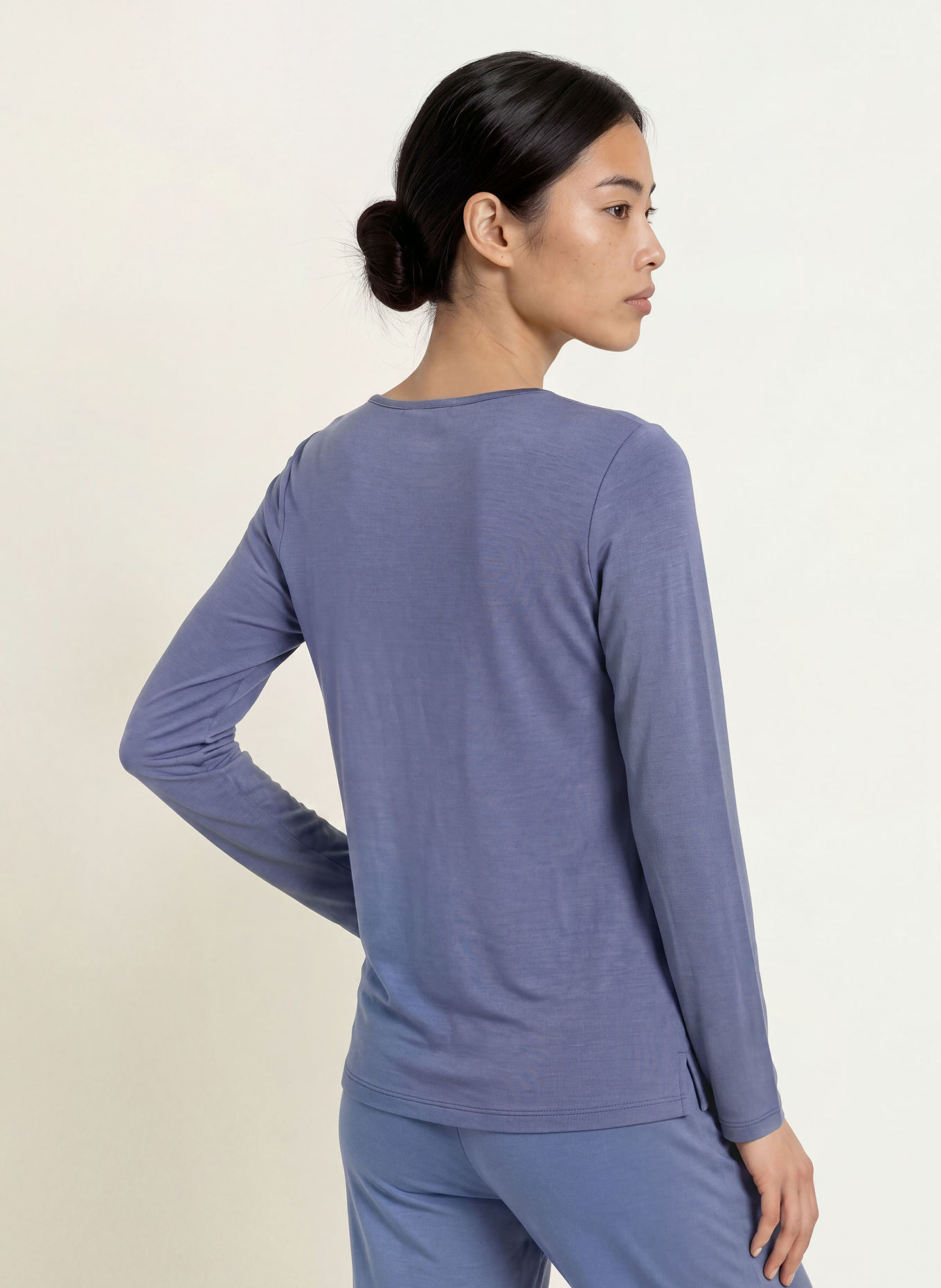 ESSENZA JULOT Solid-Color Pajama Shirt: BLUE